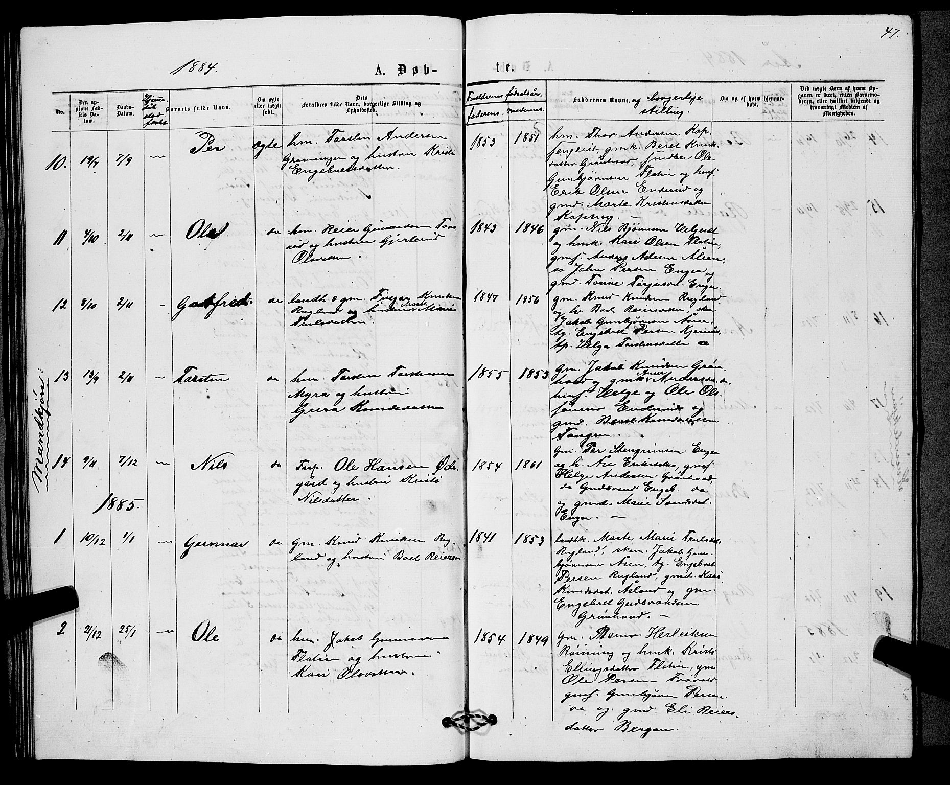 Sigdal kirkebøker, SAKO/A-245/G/Gb/L0002: Parish register (copy) no. II 2, 1875-1900, p. 47
