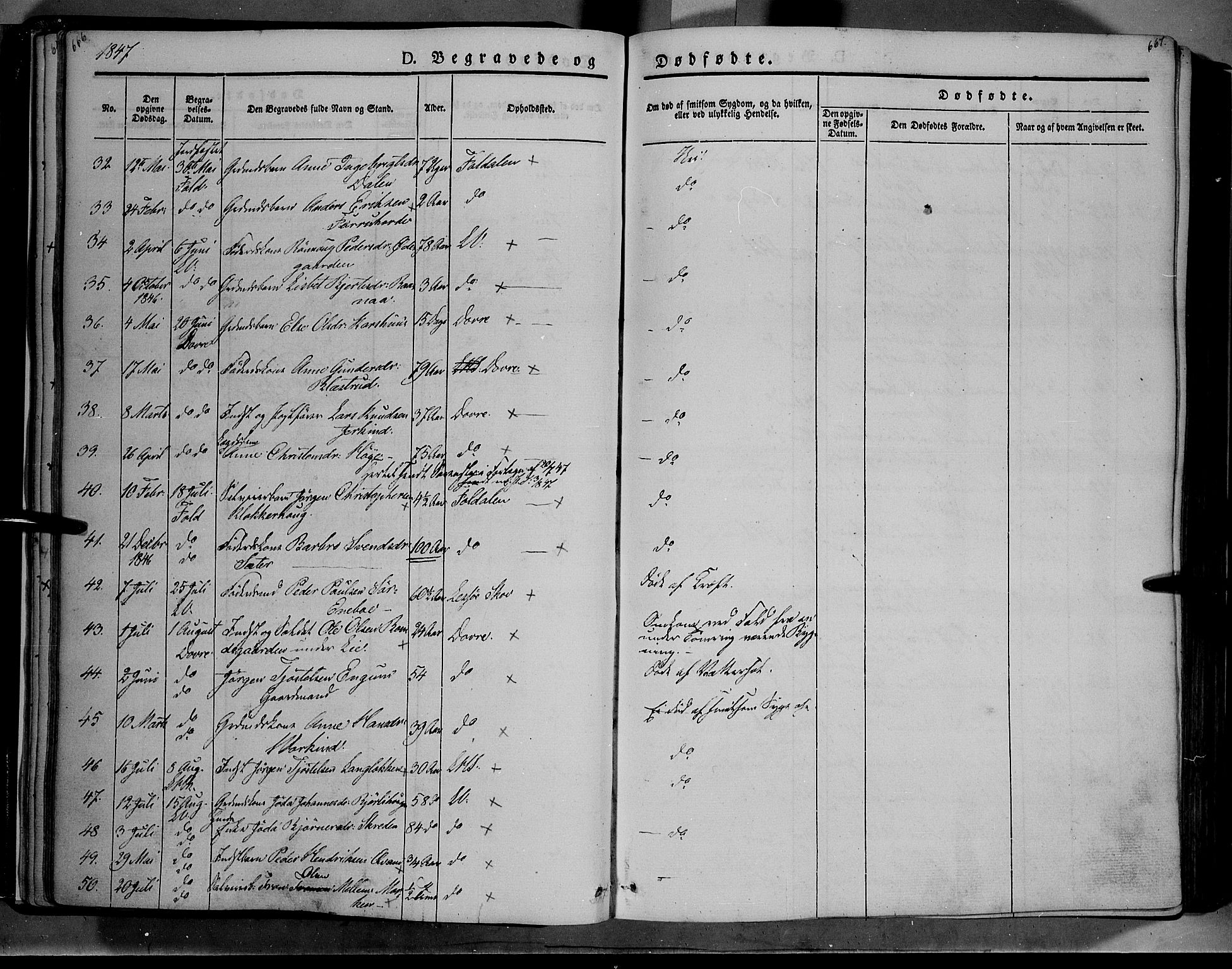 Lesja prestekontor, AV/SAH-PREST-068/H/Ha/Haa/L0006: Parish register (official) no. 6B, 1843-1854, p. 666-667