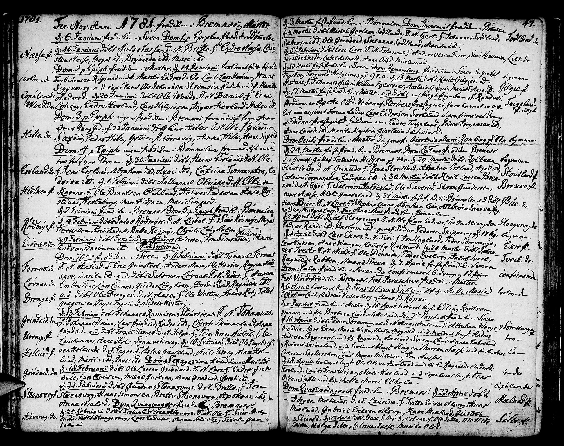 Finnås sokneprestembete, AV/SAB-A-99925/H/Ha/Haa/Haaa/L0003: Parish register (official) no. A 3, 1765-1803, p. 47