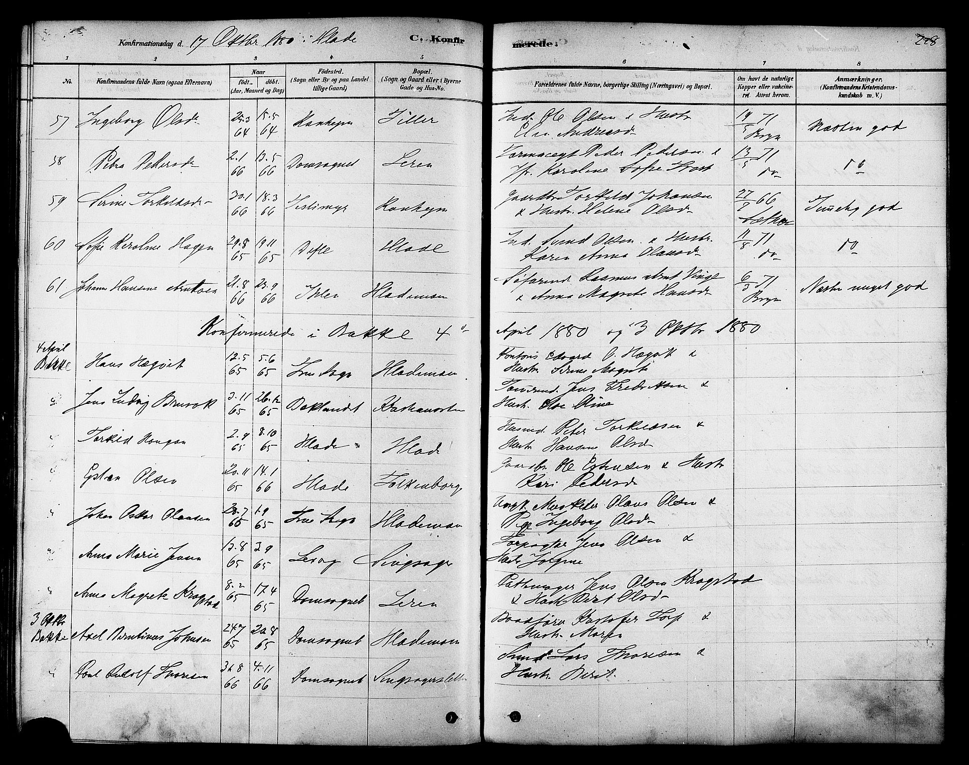 Ministerialprotokoller, klokkerbøker og fødselsregistre - Sør-Trøndelag, SAT/A-1456/606/L0294: Parish register (official) no. 606A09, 1878-1886, p. 228