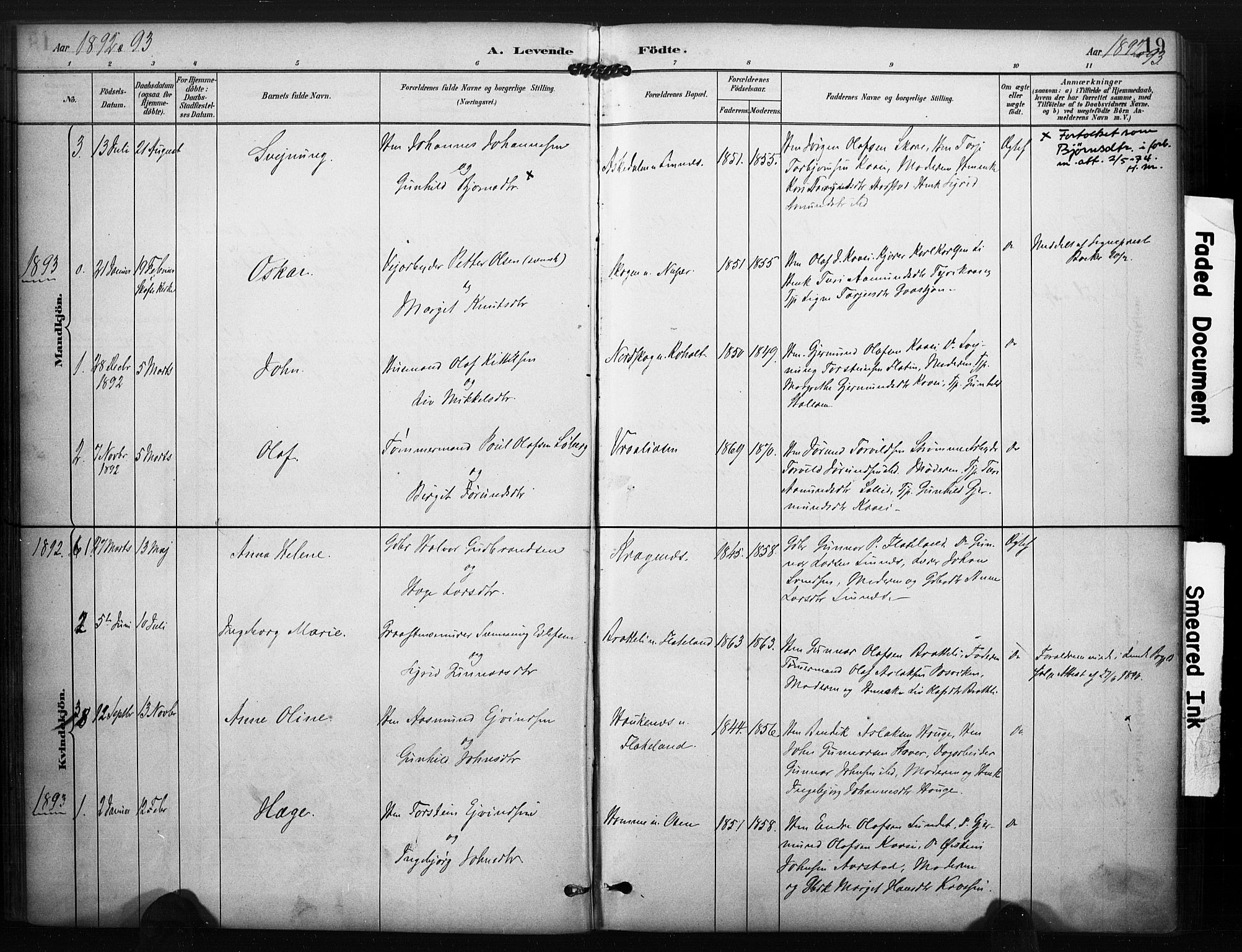 Kviteseid kirkebøker, SAKO/A-276/F/Fc/L0002: Parish register (official) no. III 2, 1882-1908, p. 19
