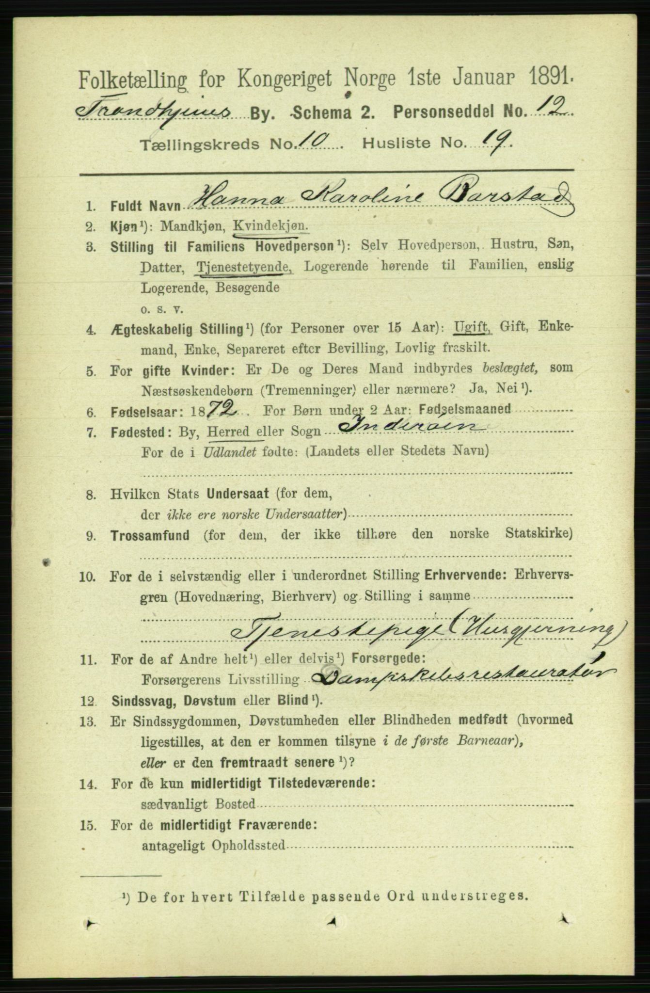 RA, 1891 census for 1601 Trondheim, 1891, p. 8644