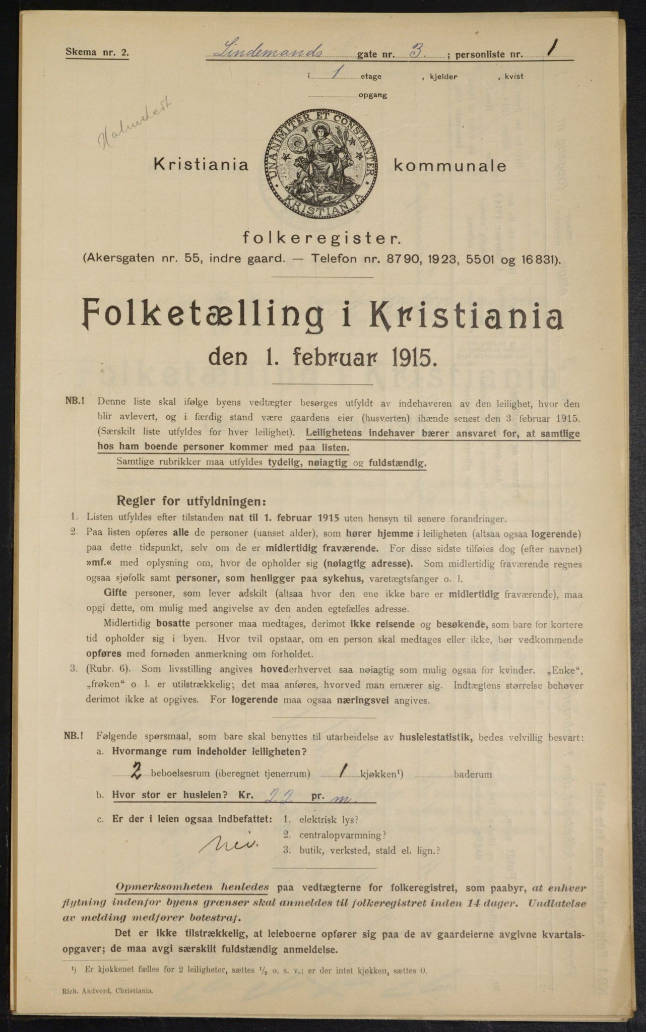 OBA, Municipal Census 1915 for Kristiania, 1915, p. 57118