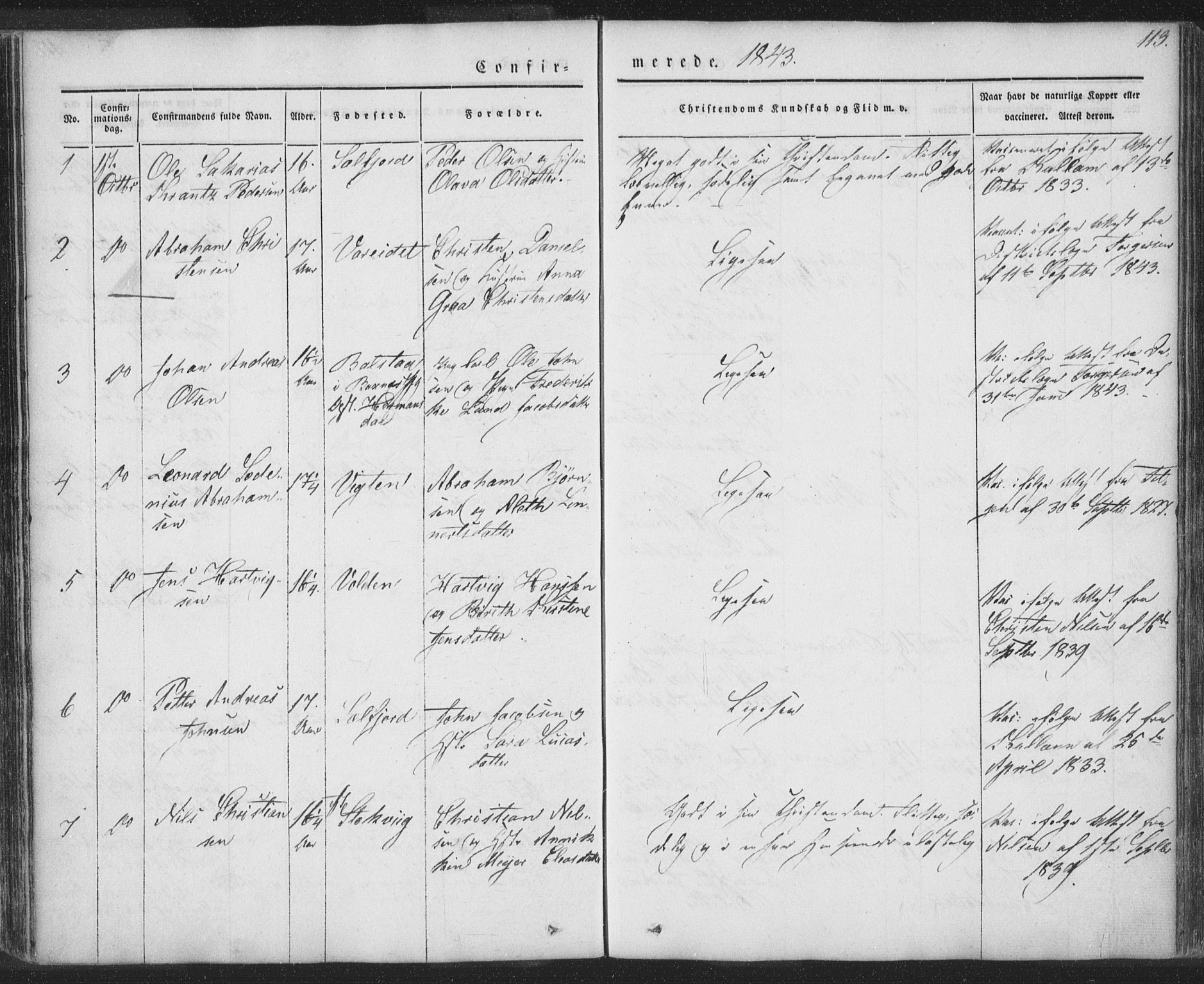 Ministerialprotokoller, klokkerbøker og fødselsregistre - Nordland, AV/SAT-A-1459/885/L1202: Parish register (official) no. 885A03, 1838-1859, p. 113