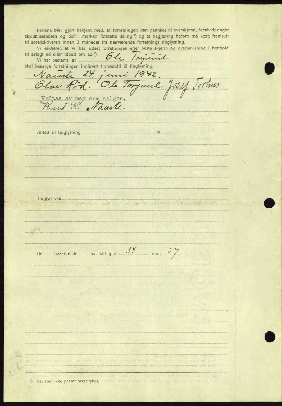 Romsdal sorenskriveri, AV/SAT-A-4149/1/2/2C: Mortgage book no. A12, 1942-1942, Diary no: : 1663/1942