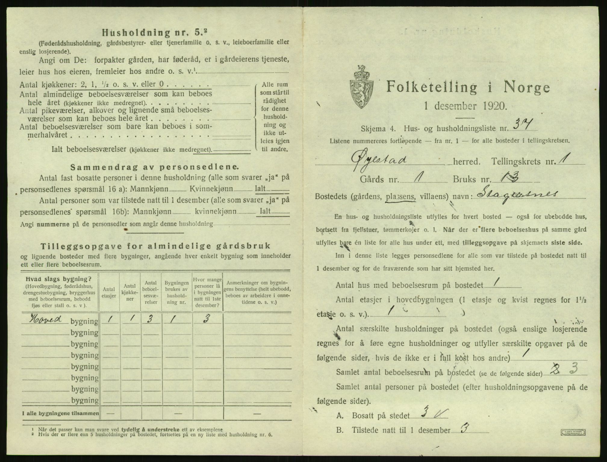 SAK, 1920 census for Øyestad, 1920, p. 130