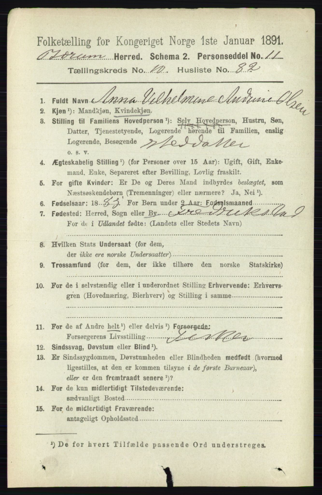 RA, 1891 census for 0219 Bærum, 1891, p. 7114