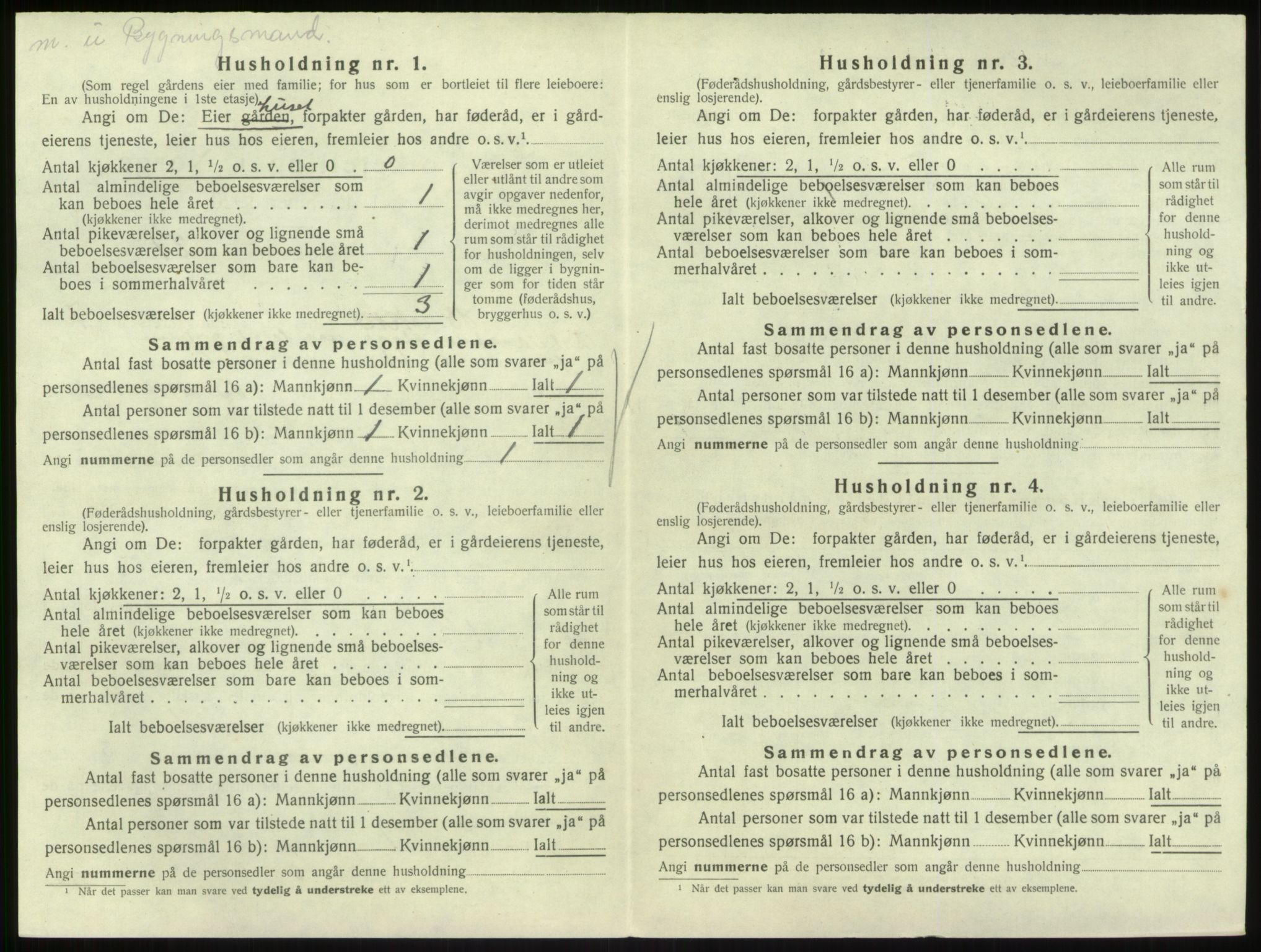 SAB, 1920 census for Brekke, 1920, p. 240