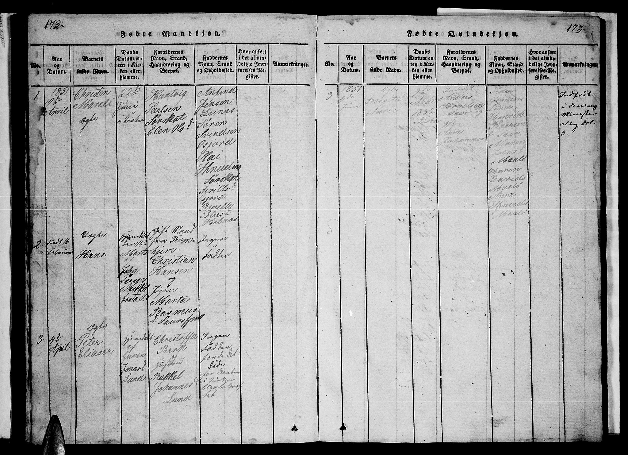 Ministerialprotokoller, klokkerbøker og fødselsregistre - Nordland, AV/SAT-A-1459/857/L0826: Parish register (copy) no. 857C01, 1821-1852, p. 172-173