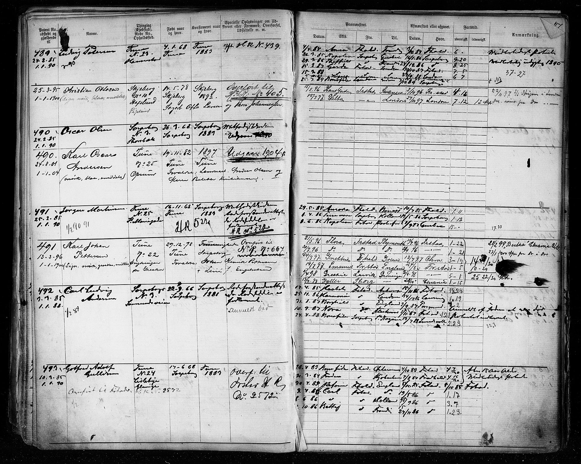 Sarpsborg mønstringskontor, AV/SAO-A-10569c/F/Fc/Fca/L0005: Annotasjonsrulle, 1881-1913, p. 29