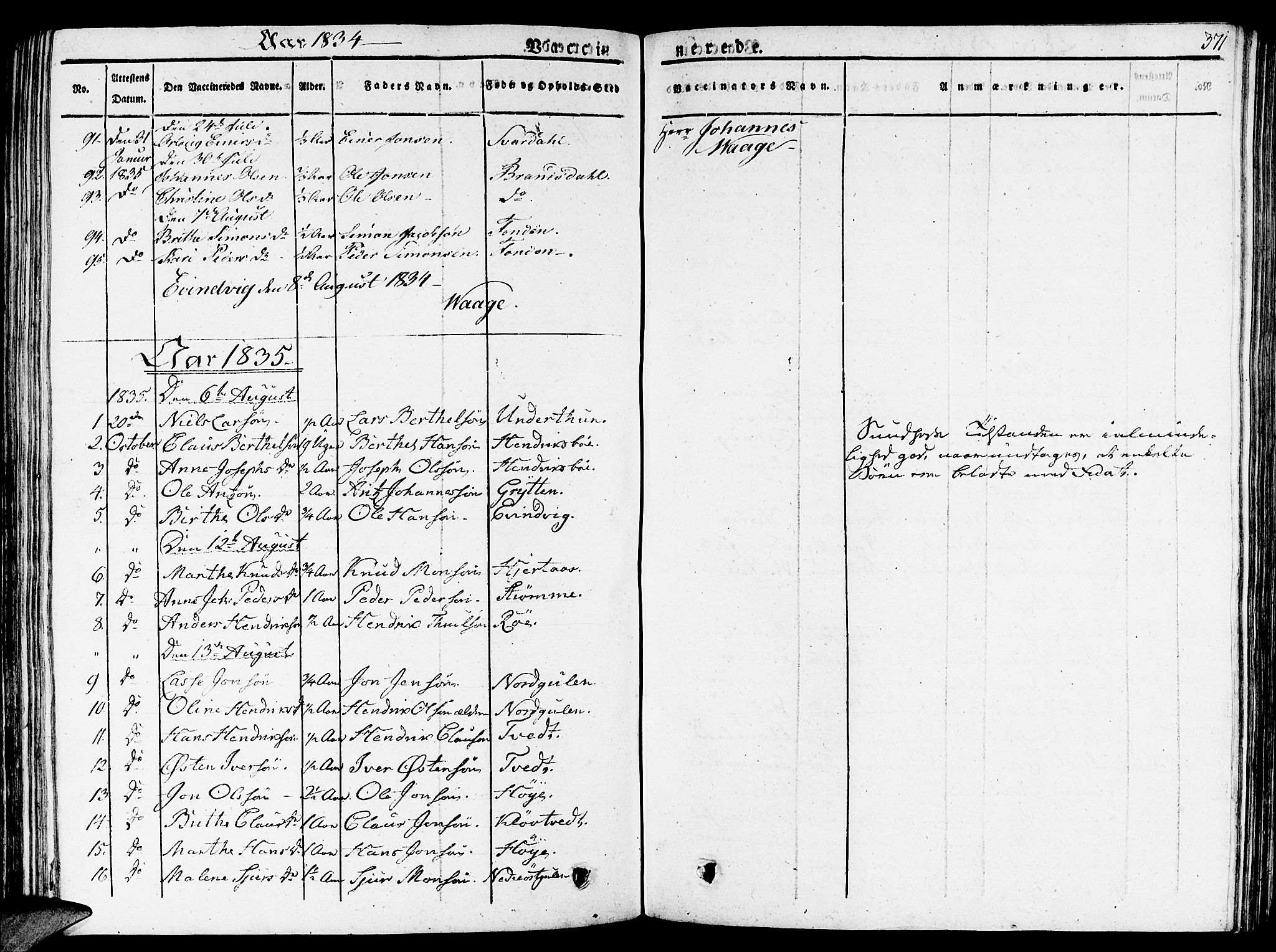 Gulen sokneprestembete, SAB/A-80201/H/Haa/Haaa/L0019: Parish register (official) no. A 19, 1826-1836, p. 371
