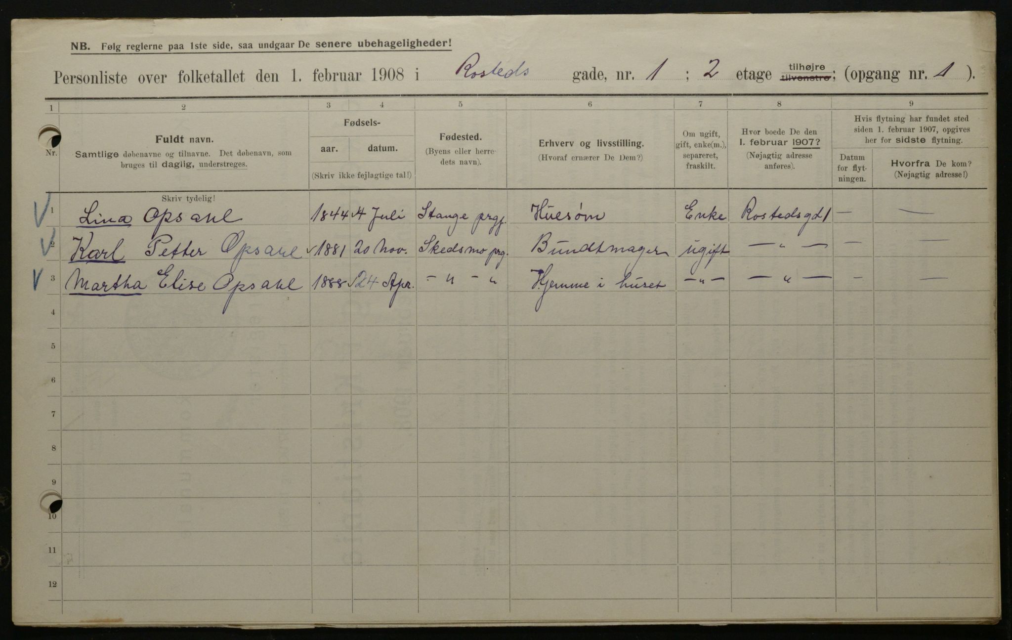 OBA, Municipal Census 1908 for Kristiania, 1908, p. 75662