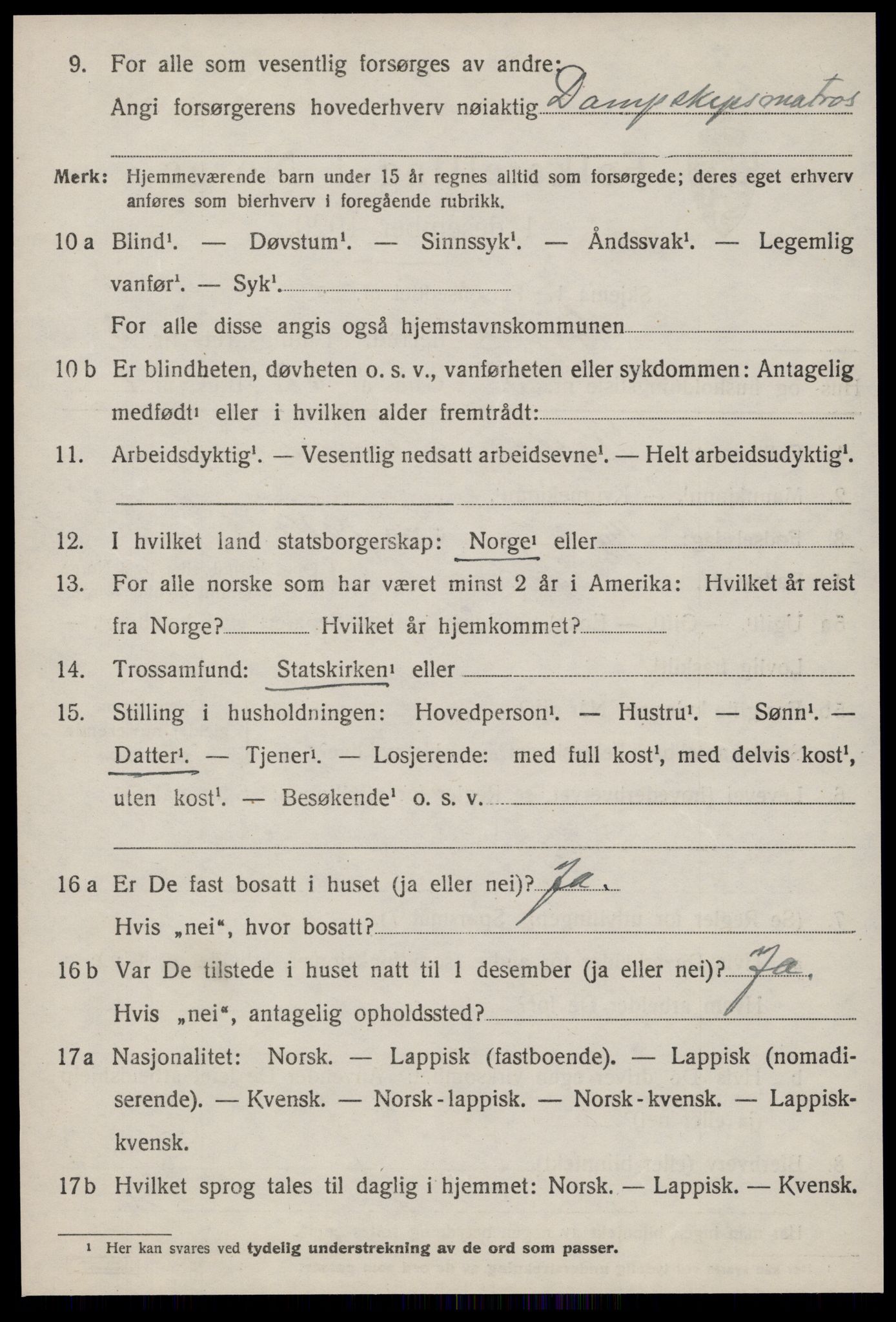 SAT, 1920 census for Ørland, 1920, p. 2530