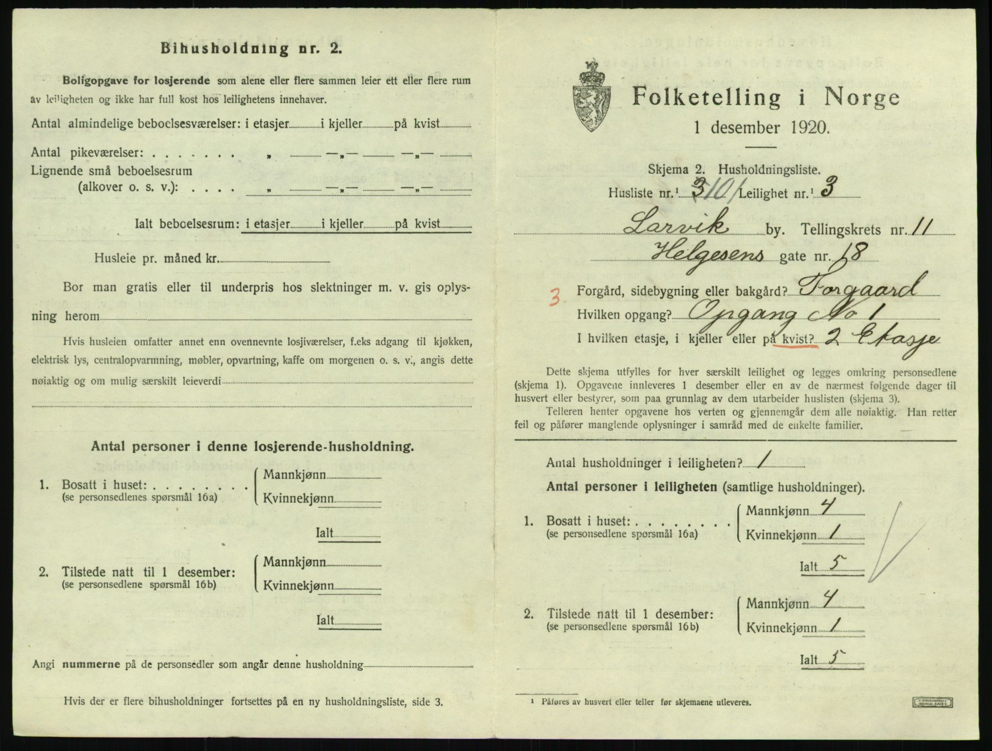 SAKO, 1920 census for Larvik, 1920, p. 8348