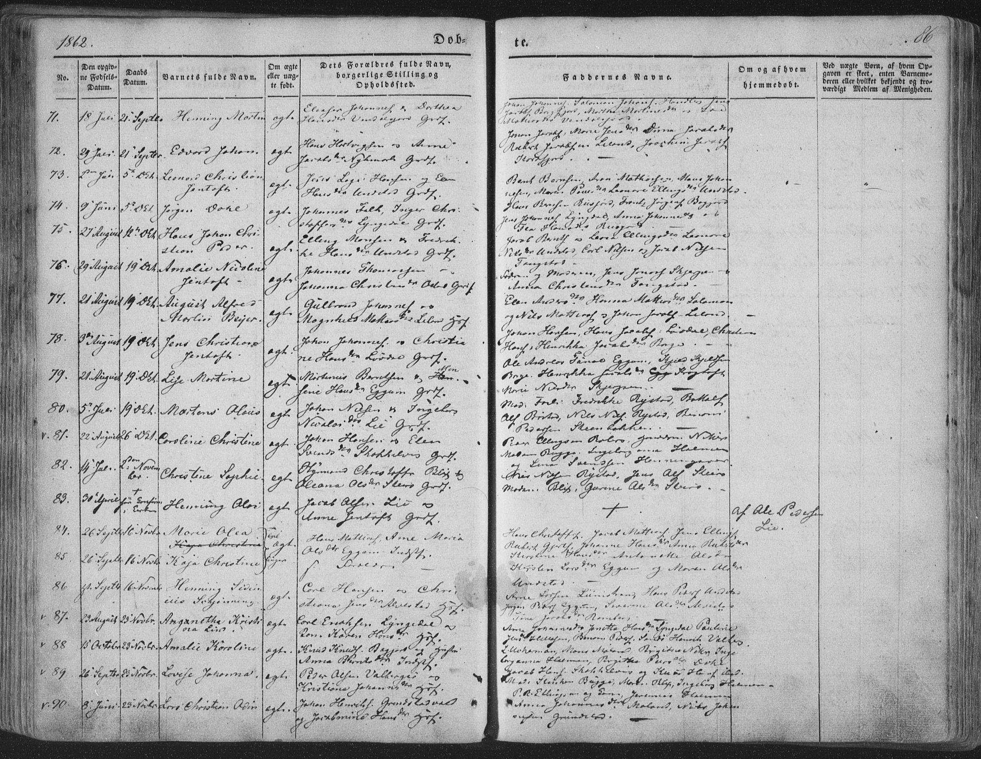 Ministerialprotokoller, klokkerbøker og fødselsregistre - Nordland, AV/SAT-A-1459/880/L1131: Parish register (official) no. 880A05, 1844-1868, p. 86