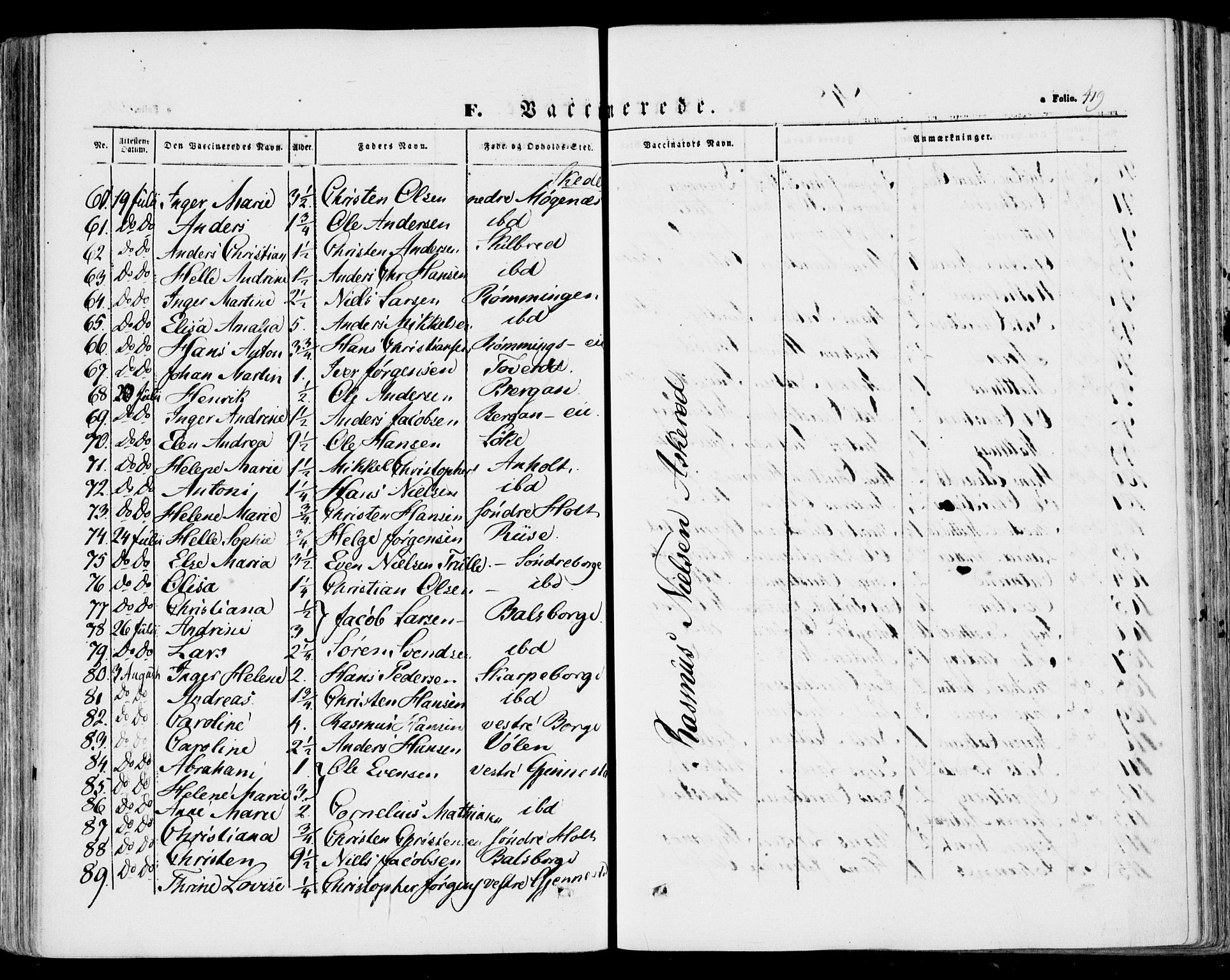 Stokke kirkebøker, AV/SAKO-A-320/F/Fa/L0007: Parish register (official) no. I 7, 1844-1857, p. 419