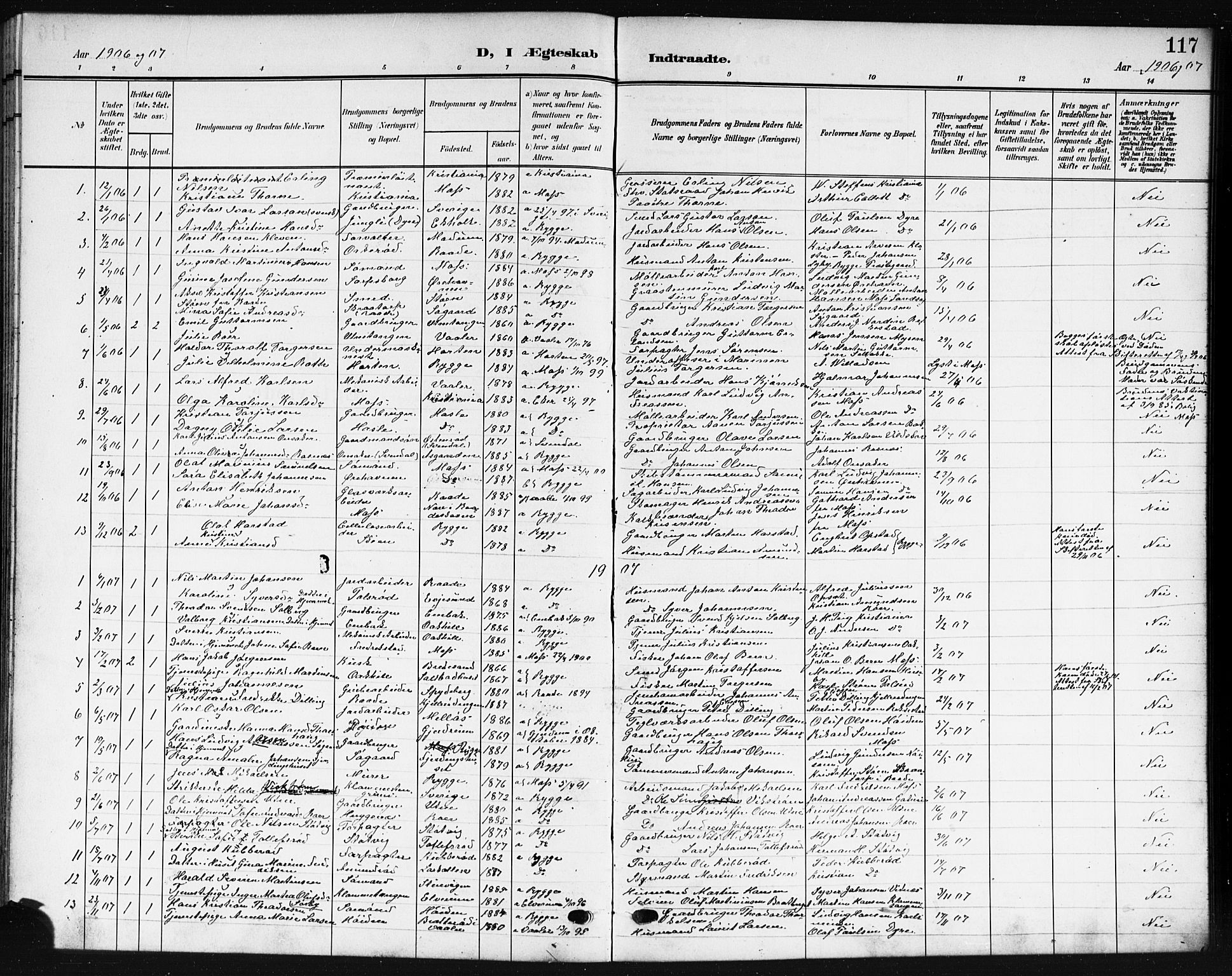 Rygge prestekontor Kirkebøker, AV/SAO-A-10084b/G/Ga/L0003: Parish register (copy) no. 3, 1906-1921, p. 117