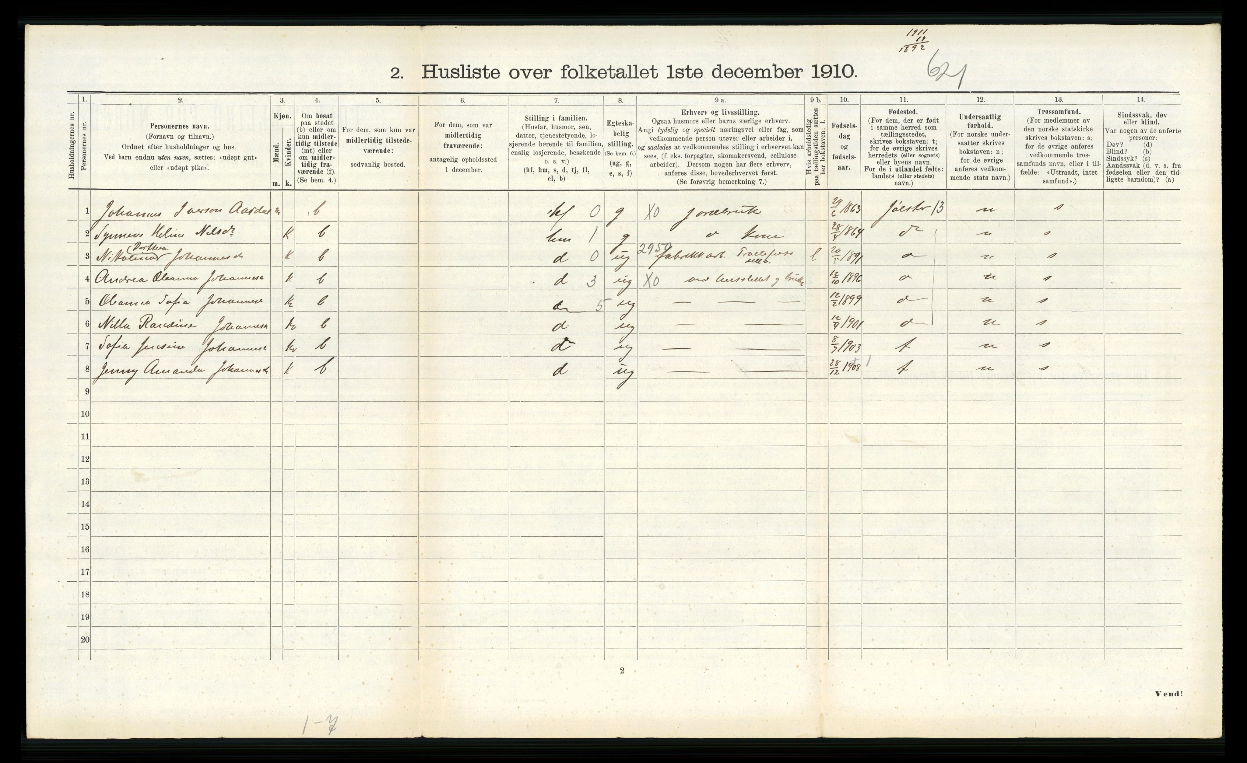 RA, 1910 census for Ytre Holmedal, 1910, p. 261