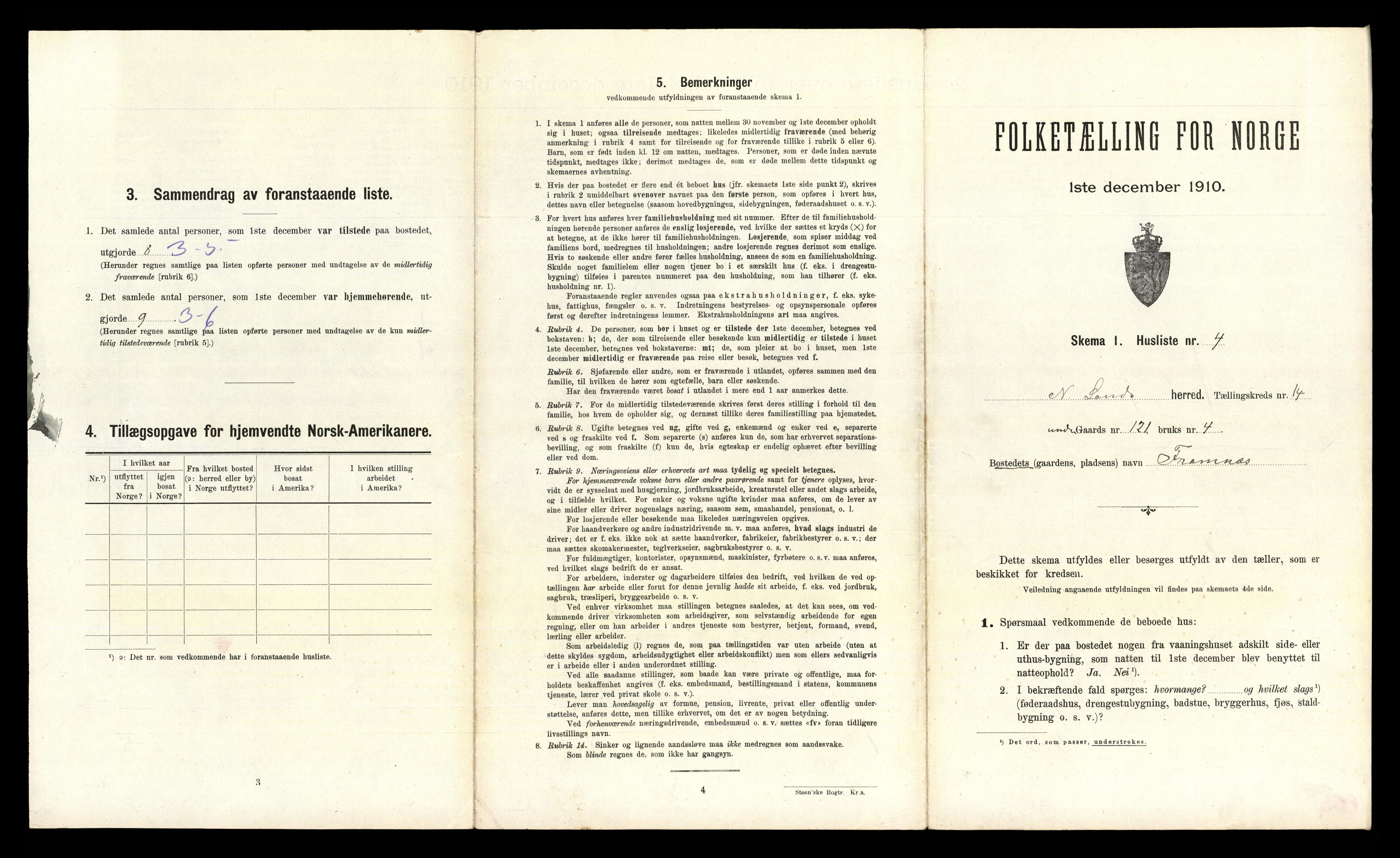 RA, 1910 census for Nordre Land, 1910, p. 1459