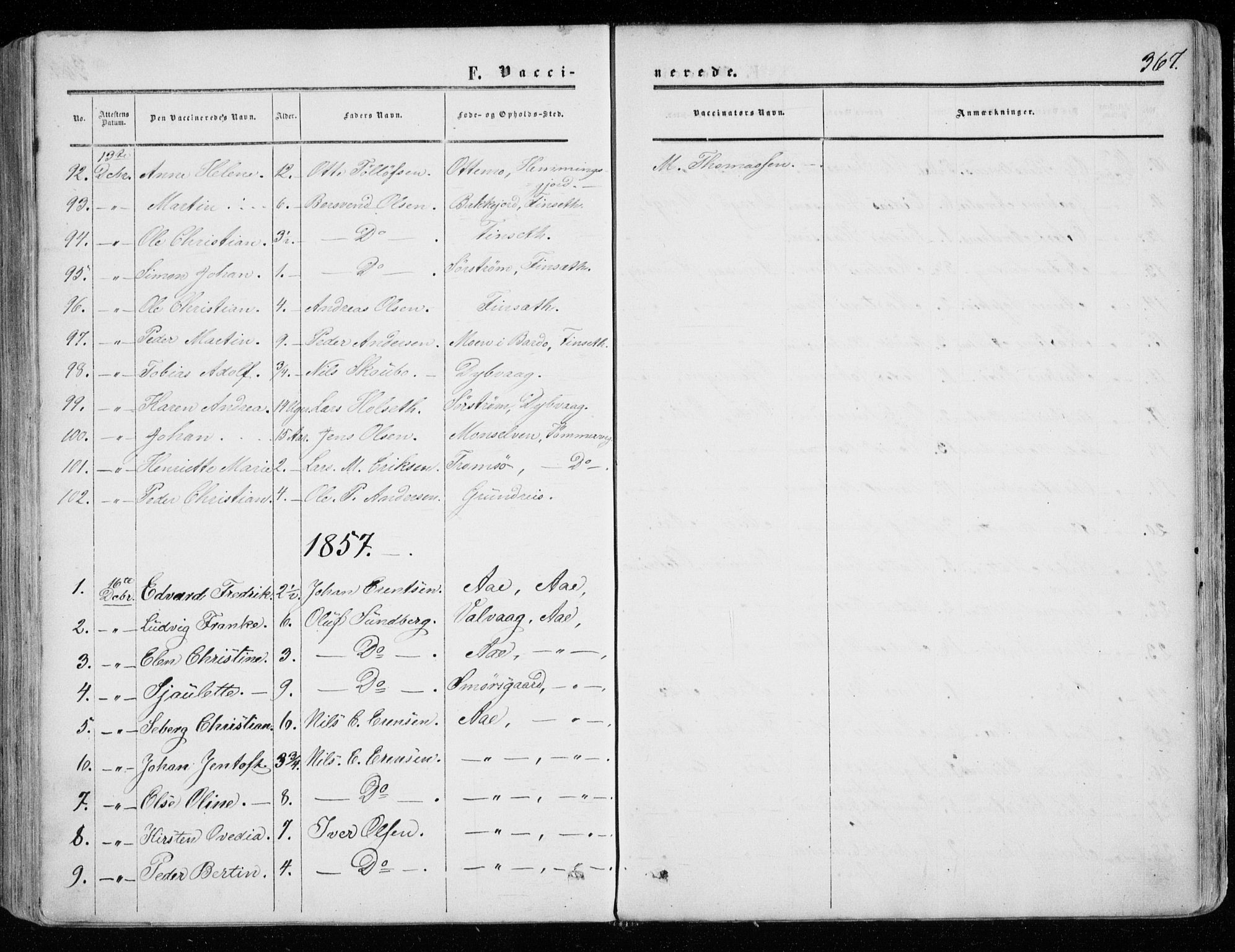 Tranøy sokneprestkontor, SATØ/S-1313/I/Ia/Iaa/L0007kirke: Parish register (official) no. 7, 1856-1866, p. 367