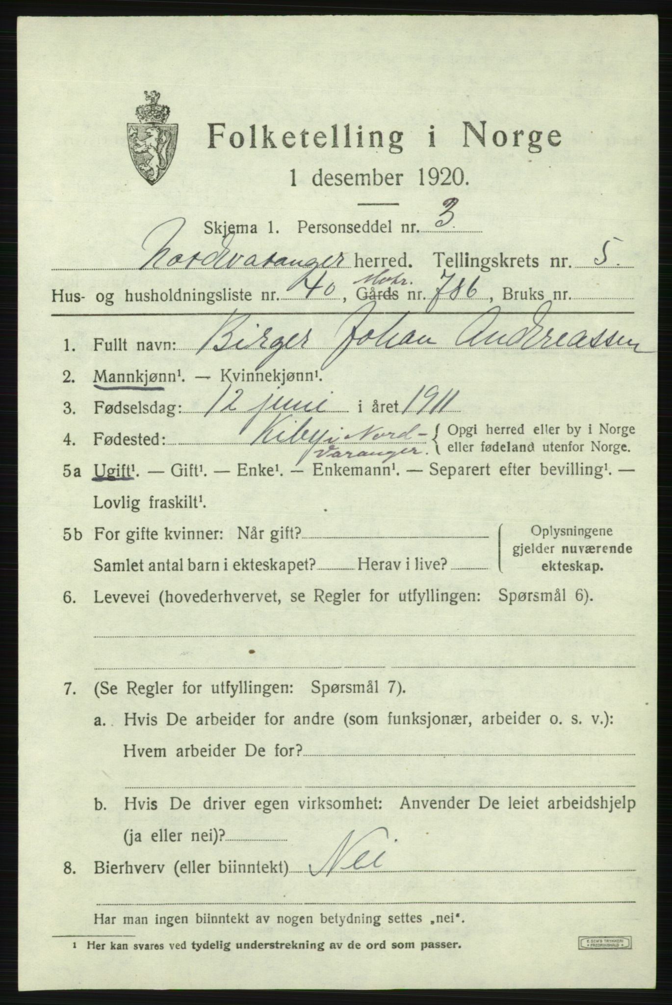 SATØ, 1920 census for Nord-Varanger, 1920, p. 2567