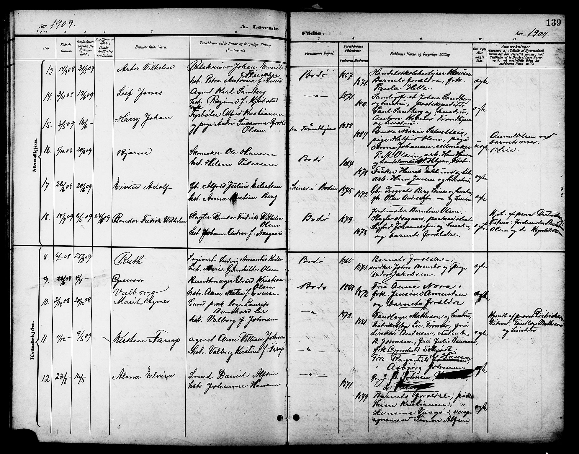 Ministerialprotokoller, klokkerbøker og fødselsregistre - Nordland, AV/SAT-A-1459/801/L0033: Parish register (copy) no. 801C08, 1898-1910, p. 139