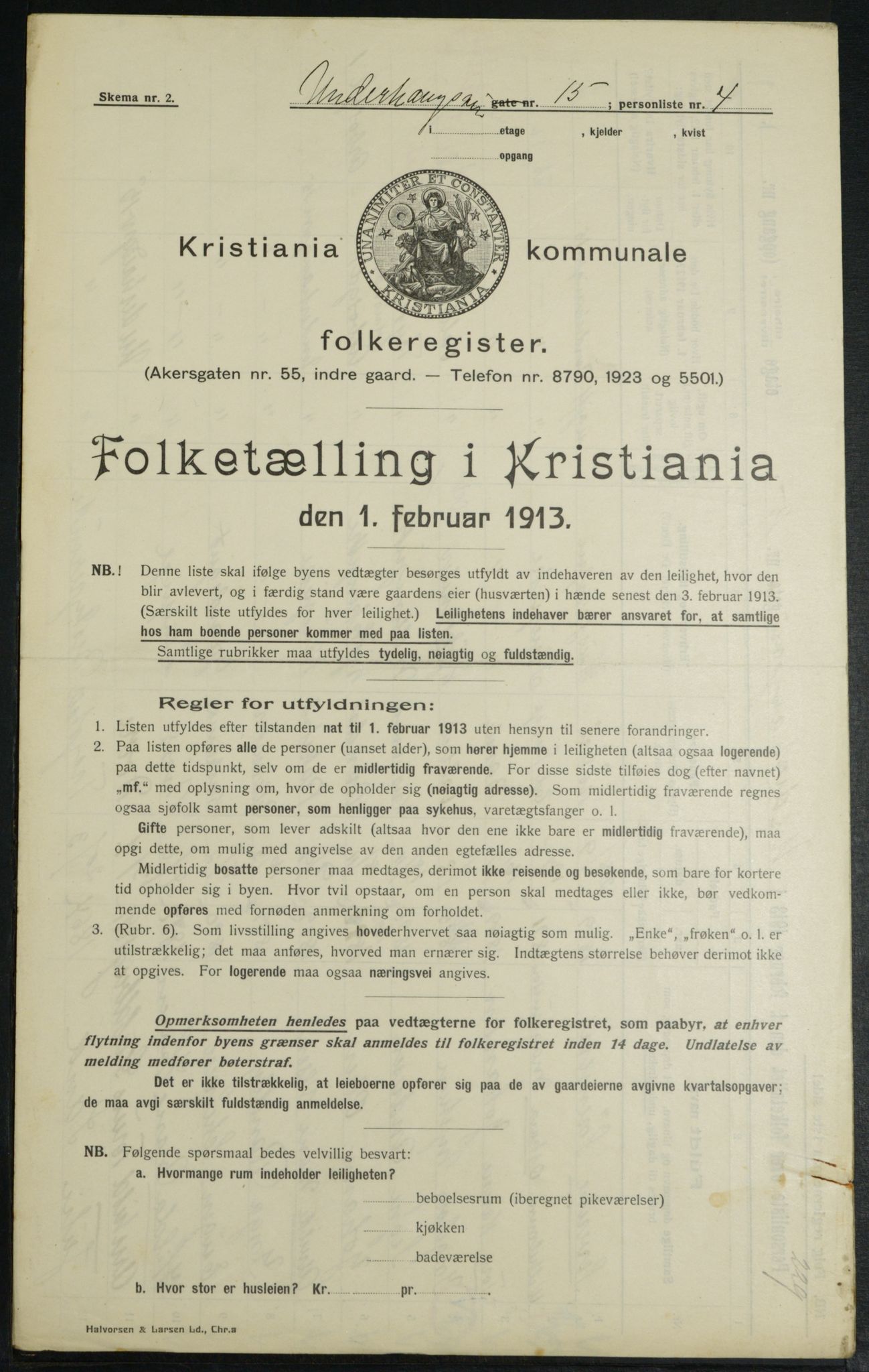 OBA, Municipal Census 1913 for Kristiania, 1913, p. 119851