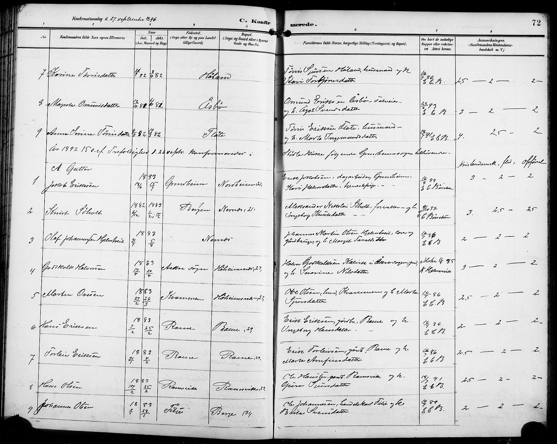 Etne sokneprestembete, SAB/A-75001/H/Hab: Parish register (copy) no. C 5, 1896-1920, p. 72