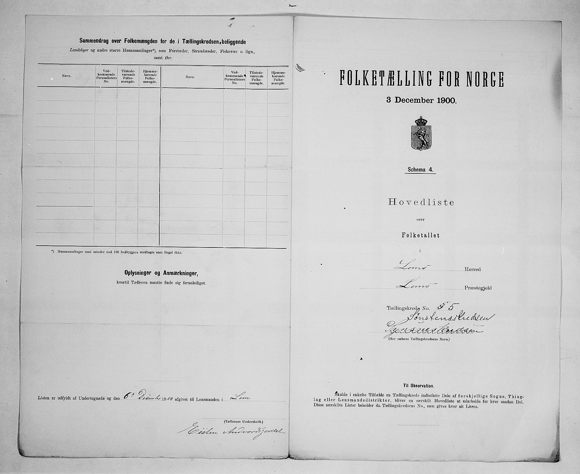 SAH, 1900 census for Lom, 1900, p. 26