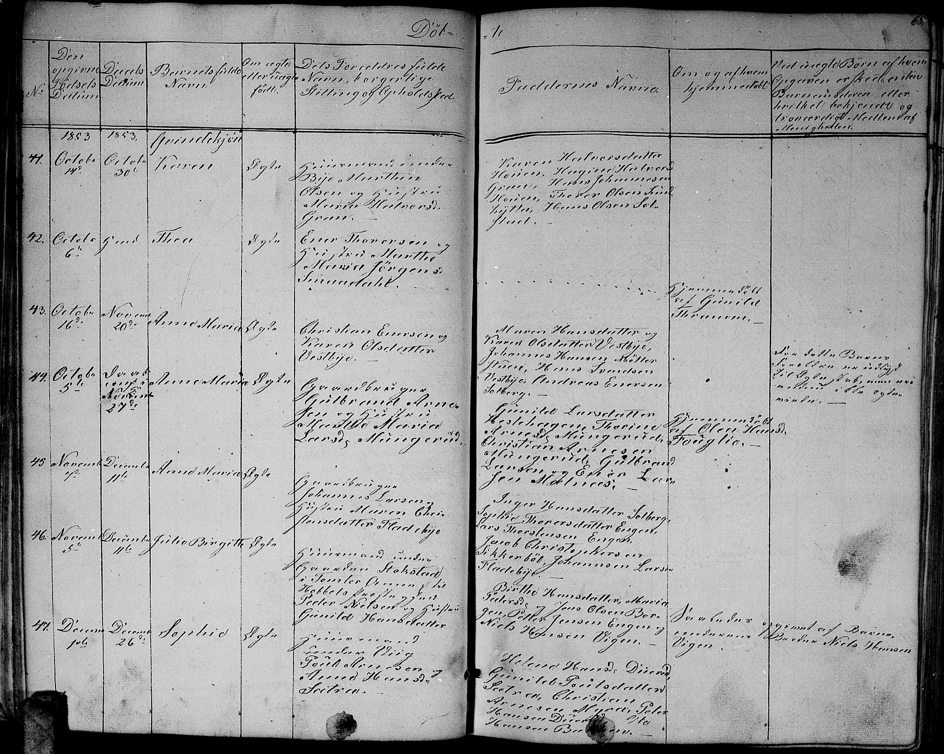 Enebakk prestekontor Kirkebøker, AV/SAO-A-10171c/G/Ga/L0004: Parish register (copy) no. I 4, 1850-1866, p. 68