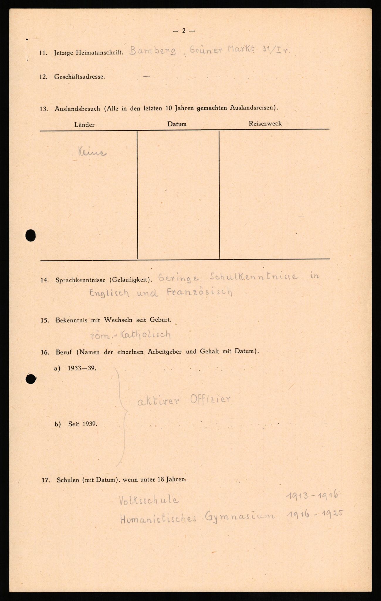 Forsvaret, Forsvarets overkommando II, AV/RA-RAFA-3915/D/Db/L0013: CI Questionaires. Tyske okkupasjonsstyrker i Norge. Tyskere., 1945-1946, p. 98