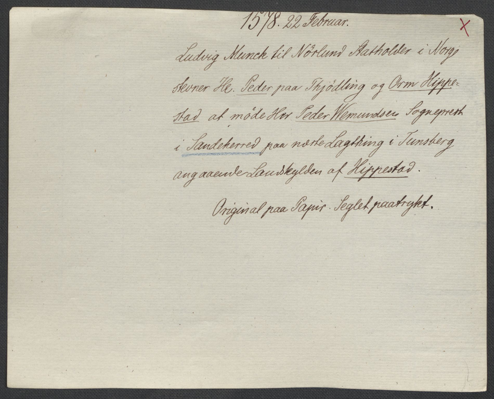 Riksarkivets diplomsamling, AV/RA-EA-5965/F02/L0080: Dokumenter, 1578, p. 13