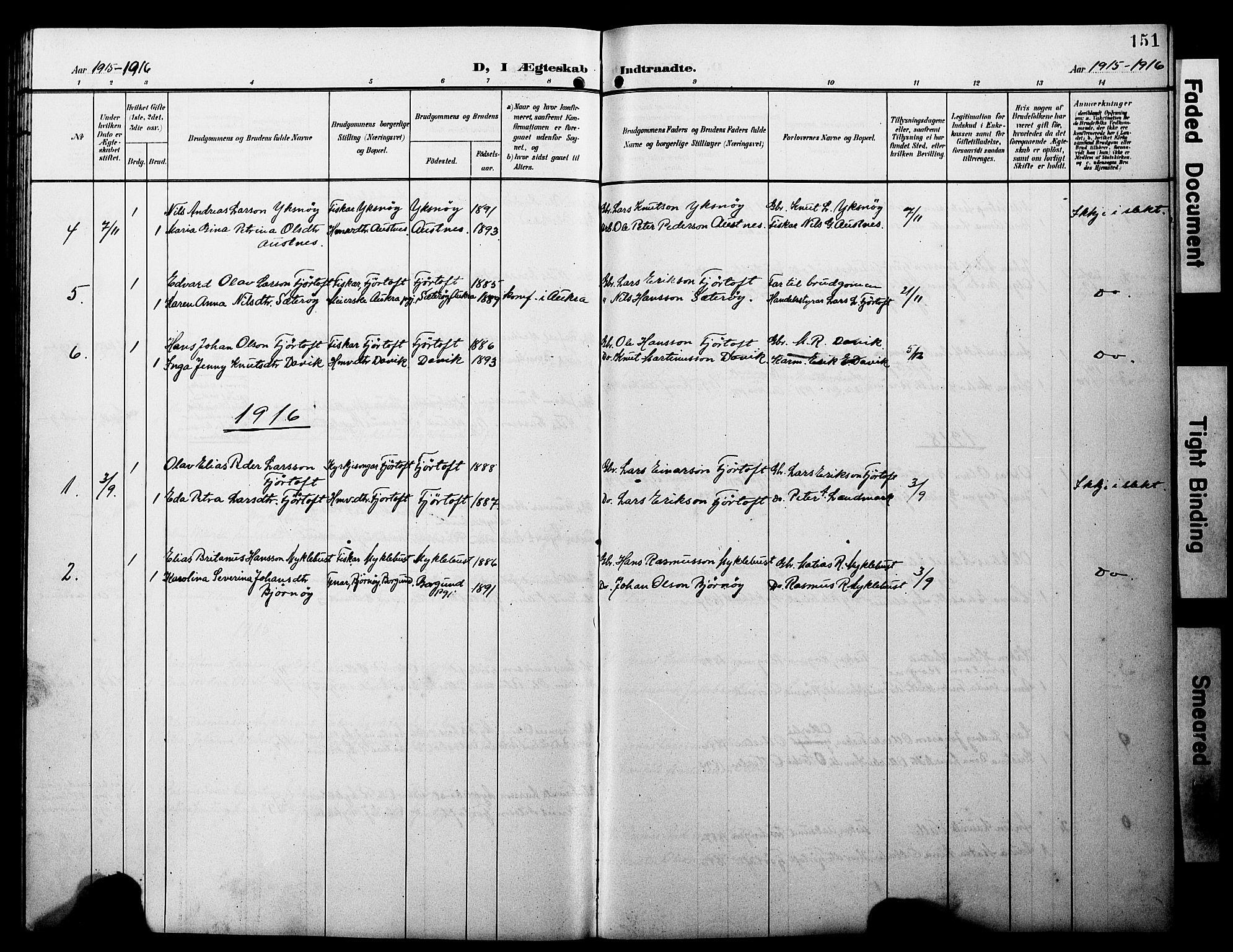 Ministerialprotokoller, klokkerbøker og fødselsregistre - Møre og Romsdal, AV/SAT-A-1454/538/L0524: Parish register (copy) no. 538C02, 1901-1931, p. 151