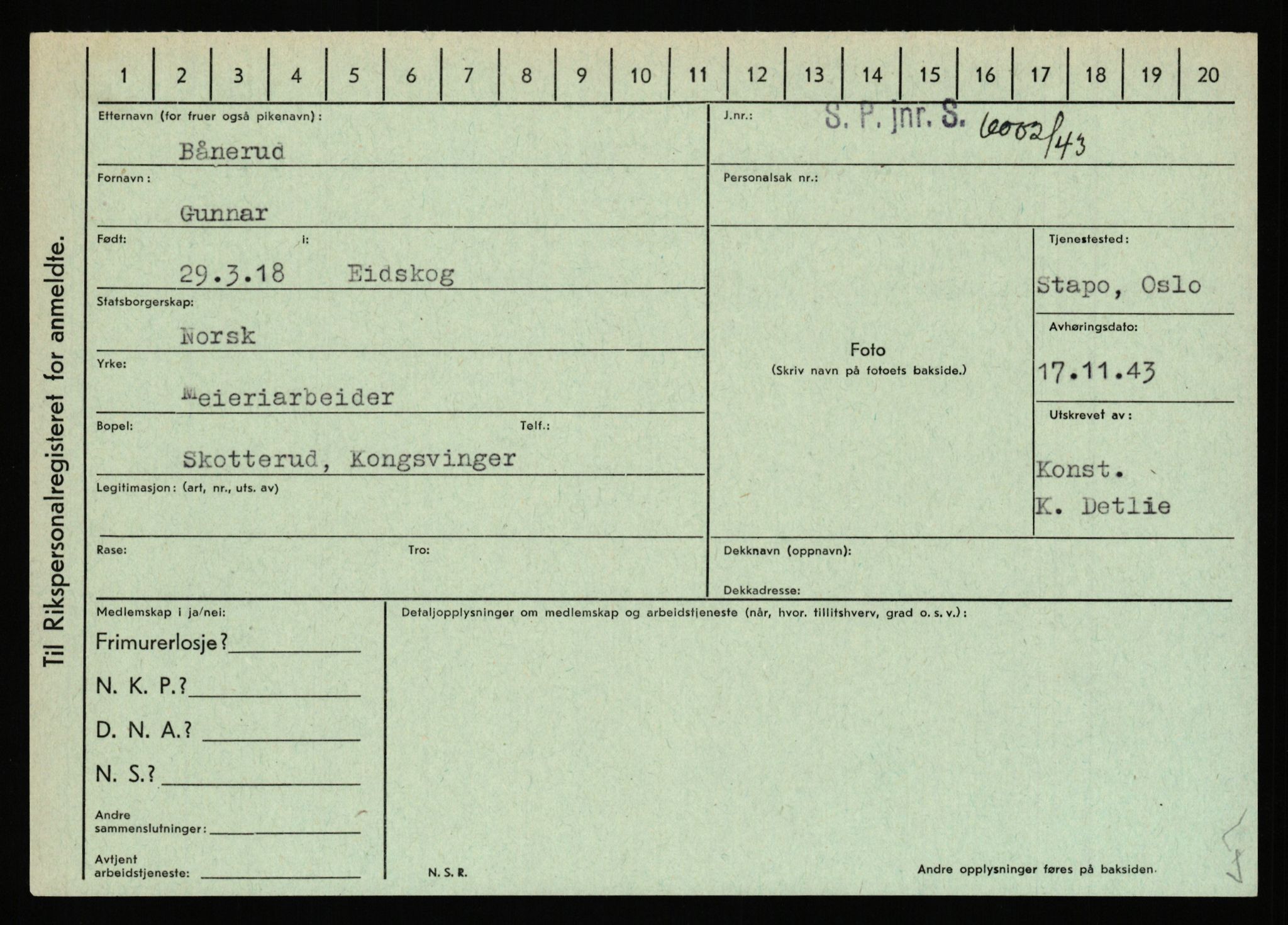 Statspolitiet - Hovedkontoret / Osloavdelingen, AV/RA-S-1329/C/Ca/L0002: Arneberg - Brand, 1943-1945, p. 855