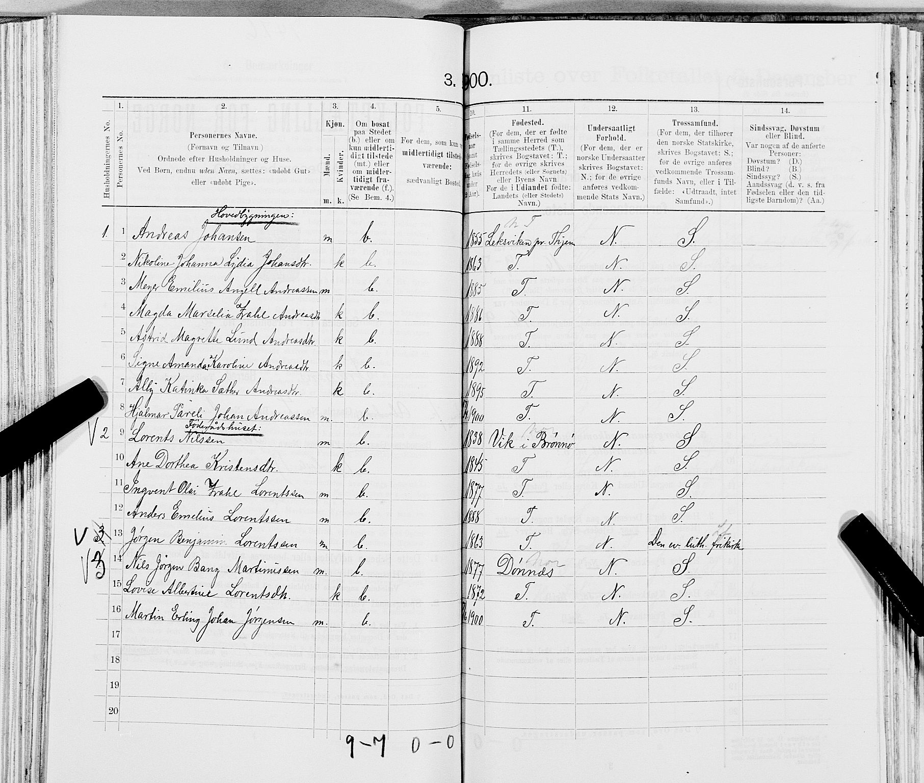 SAT, 1900 census for Træna, 1900, p. 173