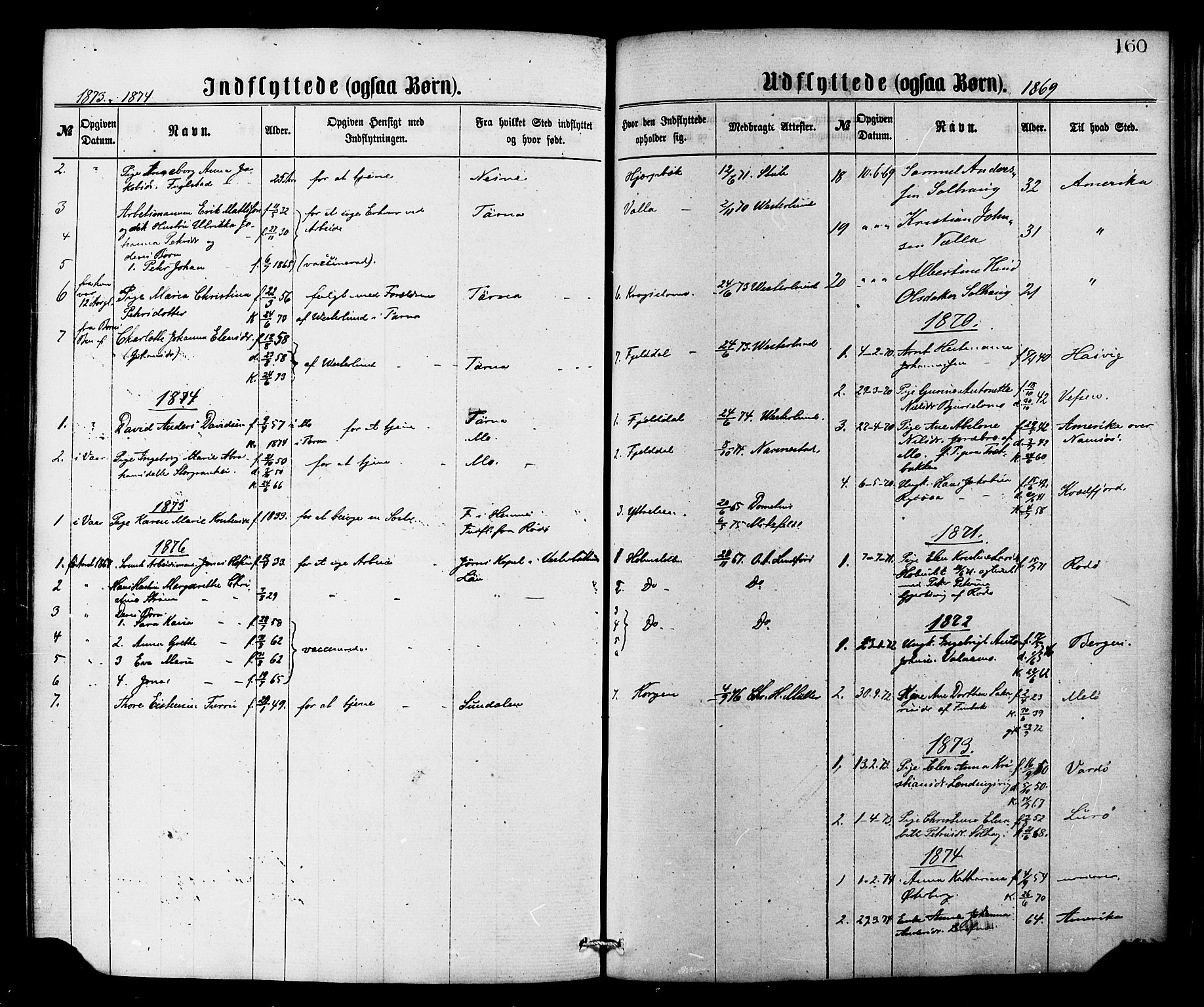 Ministerialprotokoller, klokkerbøker og fødselsregistre - Nordland, SAT/A-1459/826/L0378: Parish register (official) no. 826A01, 1865-1878, p. 160