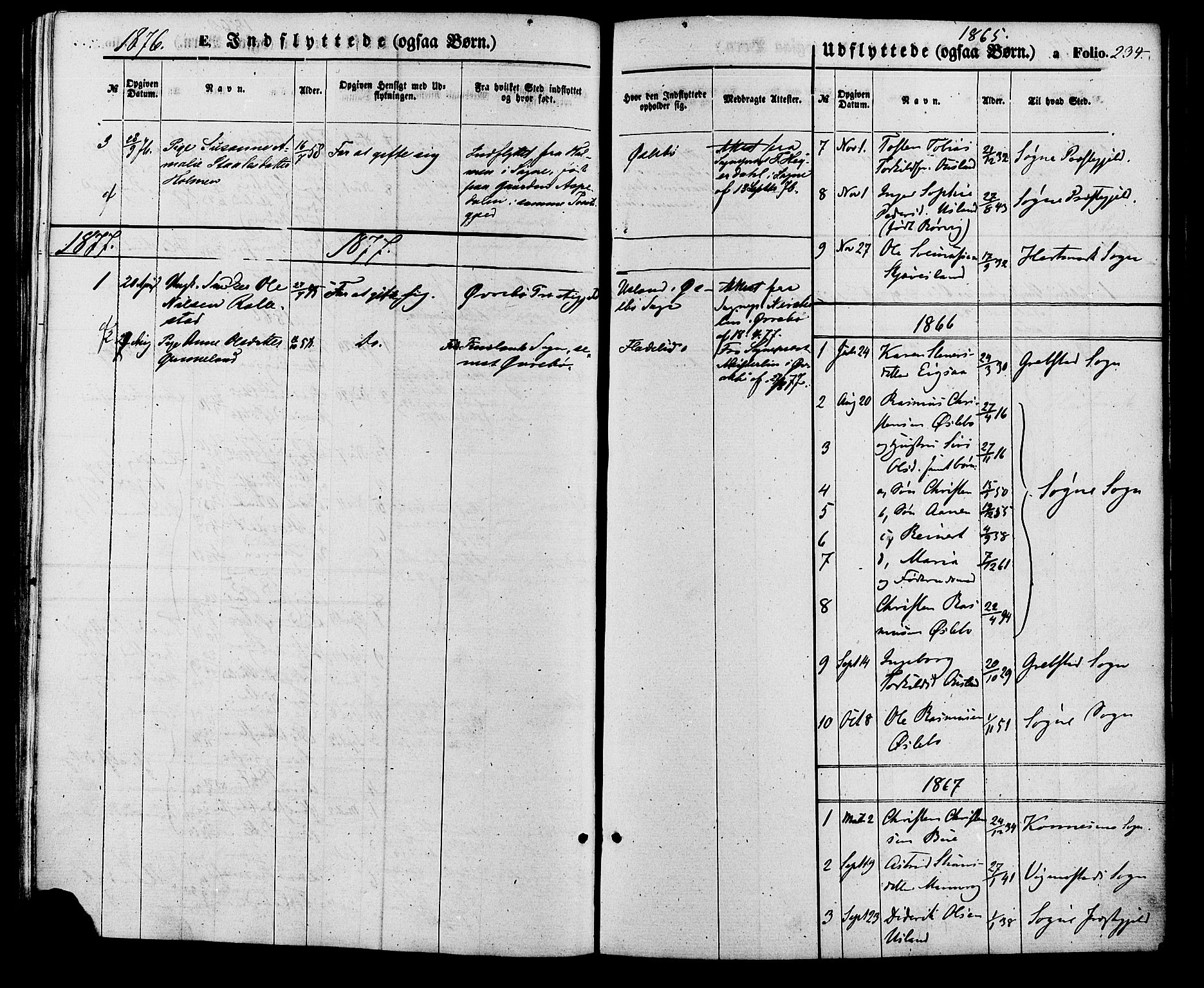 Holum sokneprestkontor, AV/SAK-1111-0022/F/Fa/Fac/L0003: Parish register (official) no. A 3, 1860-1883, p. 234