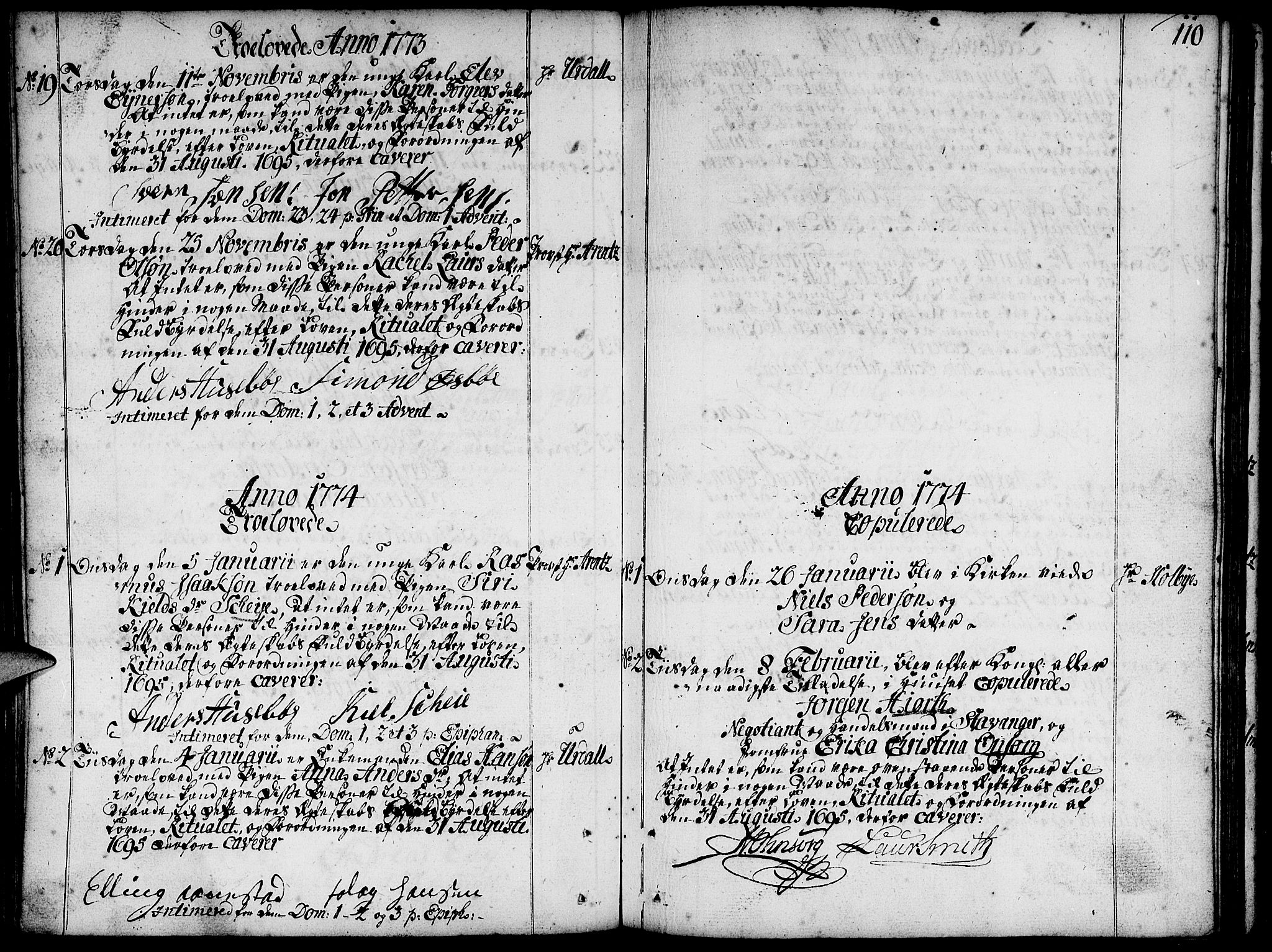 Domkirken sokneprestkontor, SAST/A-101812/001/30/30BA/L0004: Parish register (official) no. A 4, 1744-1782, p. 110