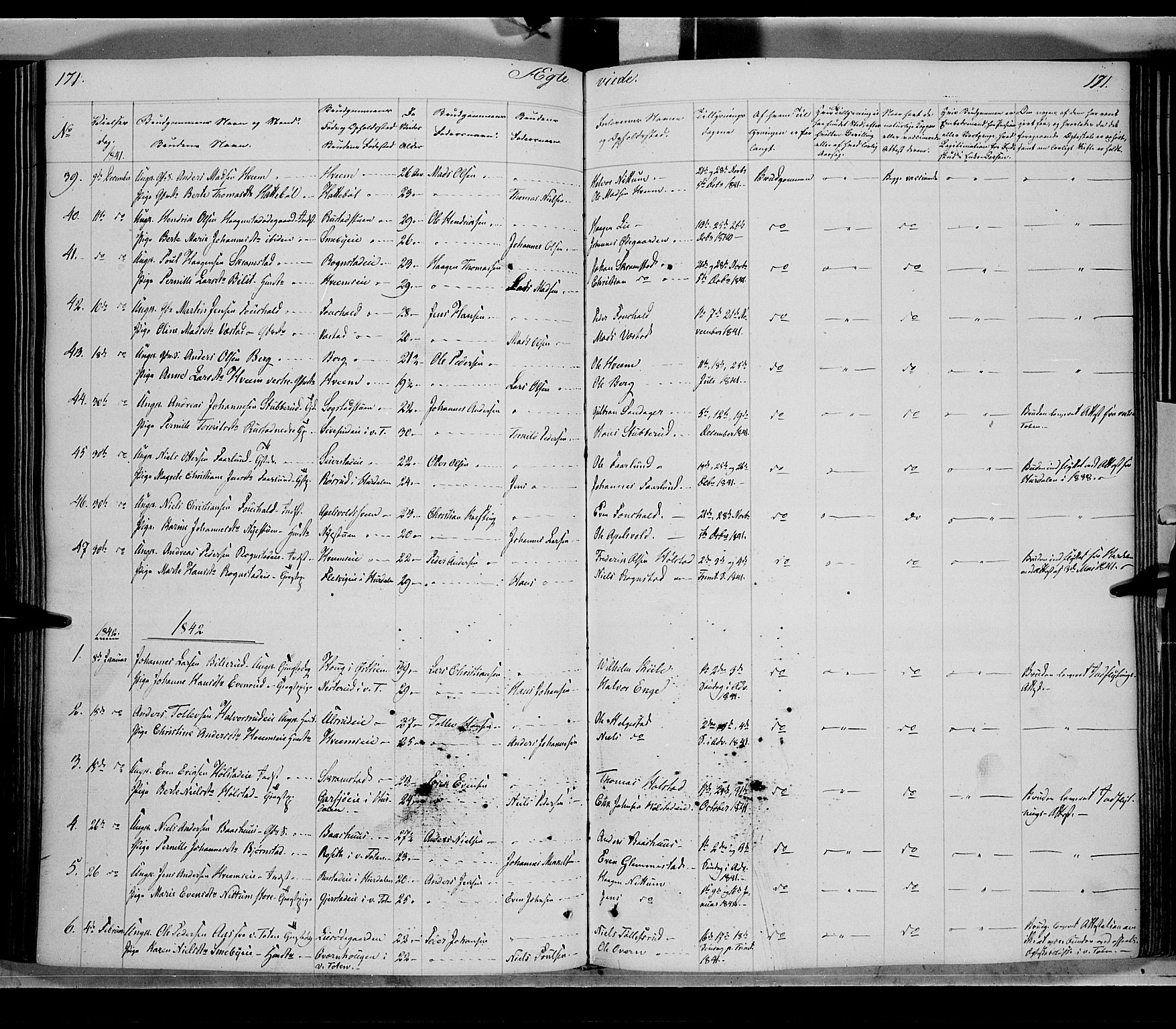 Østre Toten prestekontor, SAH/PREST-104/H/Ha/Haa/L0002: Parish register (official) no. 2, 1840-1847, p. 171