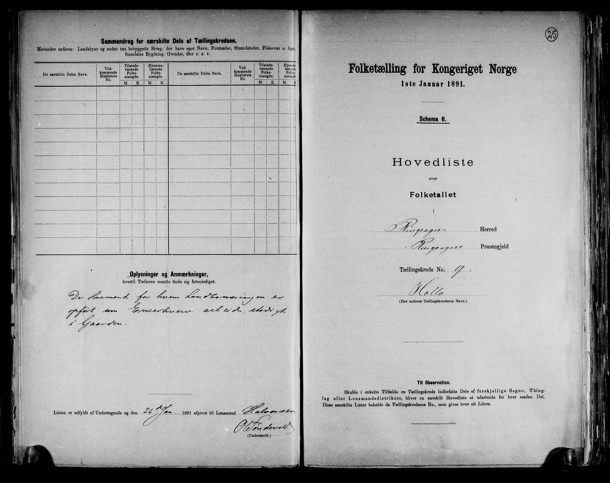 RA, 1891 census for 0412 Ringsaker, 1891, p. 25