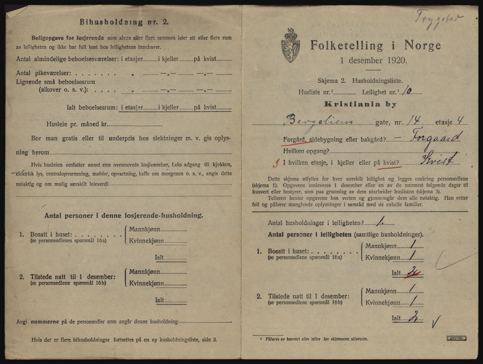 SAO, 1920 census for Kristiania, 1920, p. 4526