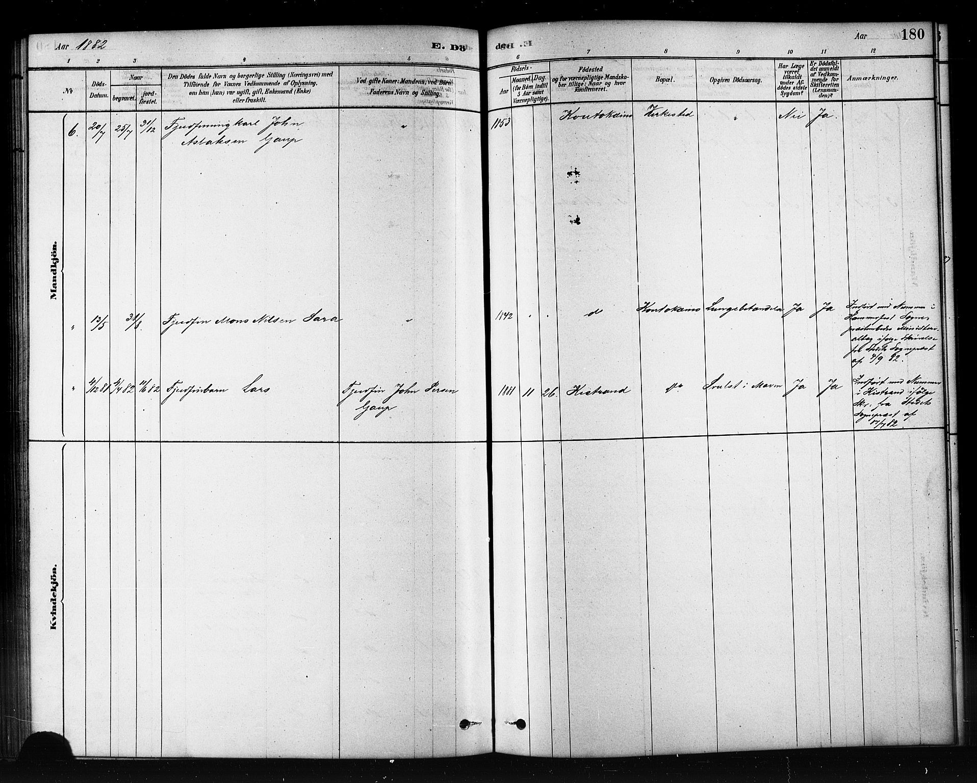 Kautokeino sokneprestembete, SATØ/S-1340/H/Hb/L0002.klokk: Parish register (copy) no. 2, 1877-1896, p. 180