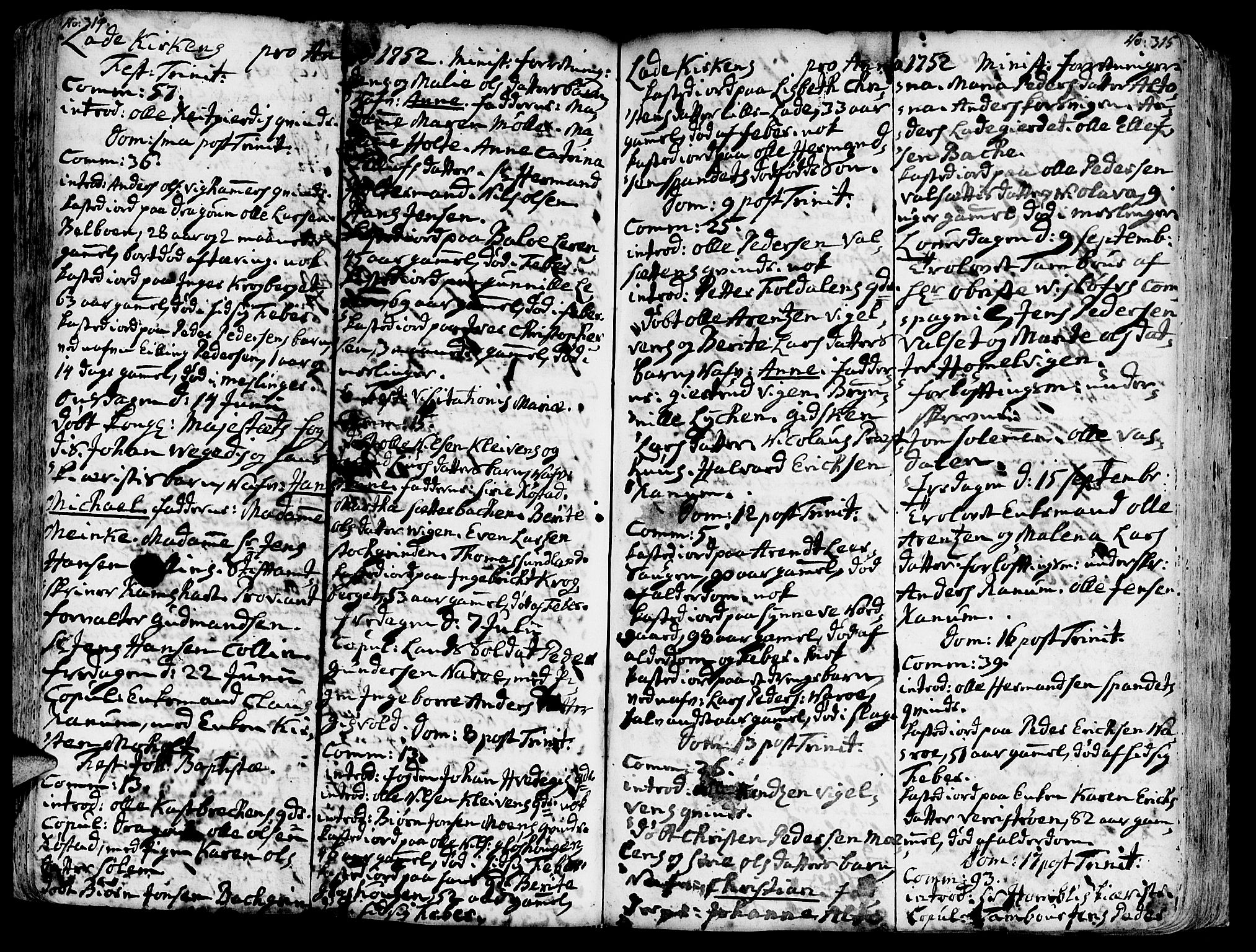 Ministerialprotokoller, klokkerbøker og fødselsregistre - Sør-Trøndelag, AV/SAT-A-1456/606/L0275: Parish register (official) no. 606A01 /1, 1727-1780, p. 314-315