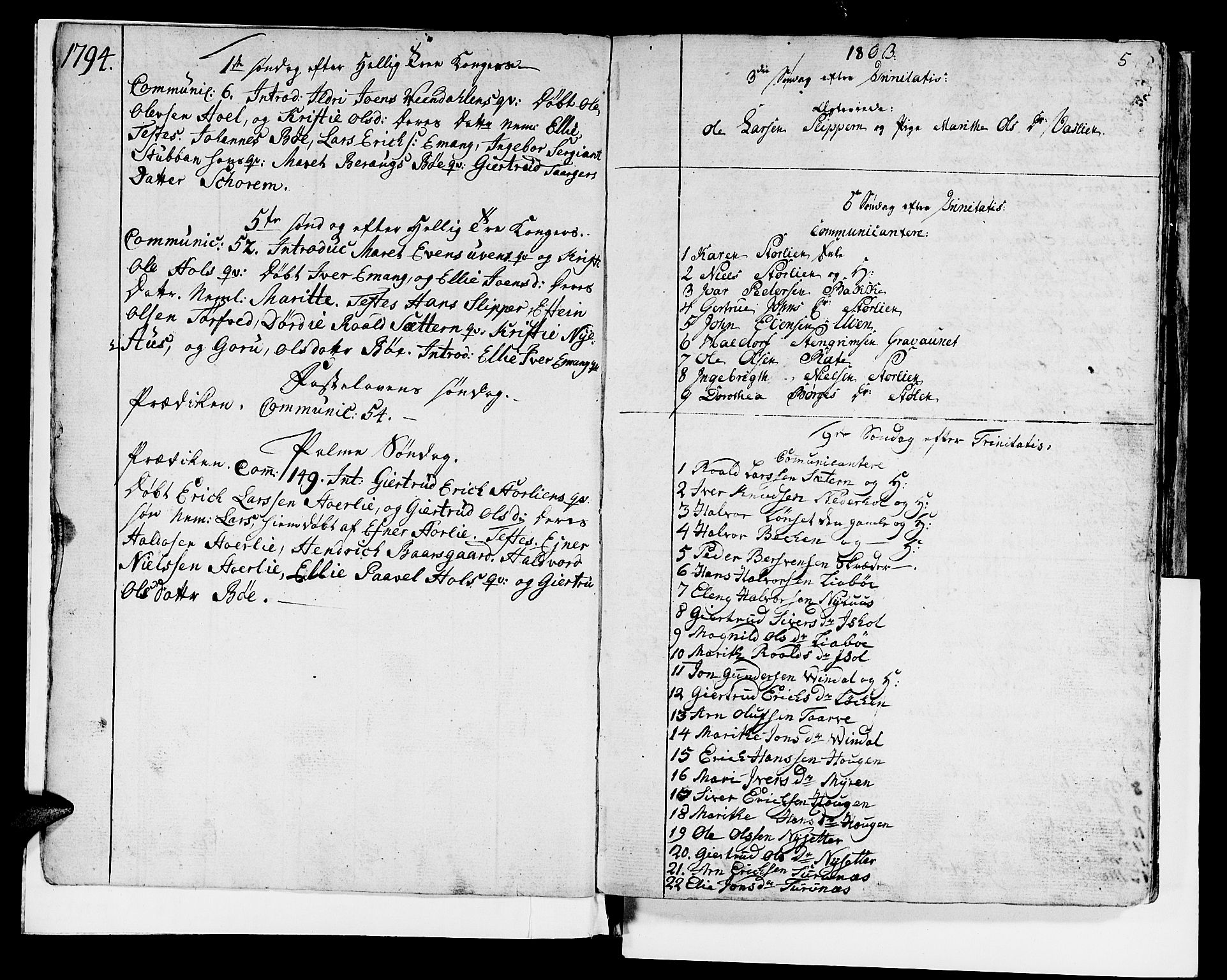 Ministerialprotokoller, klokkerbøker og fødselsregistre - Sør-Trøndelag, SAT/A-1456/679/L0921: Parish register (copy) no. 679C01, 1792-1840, p. 5