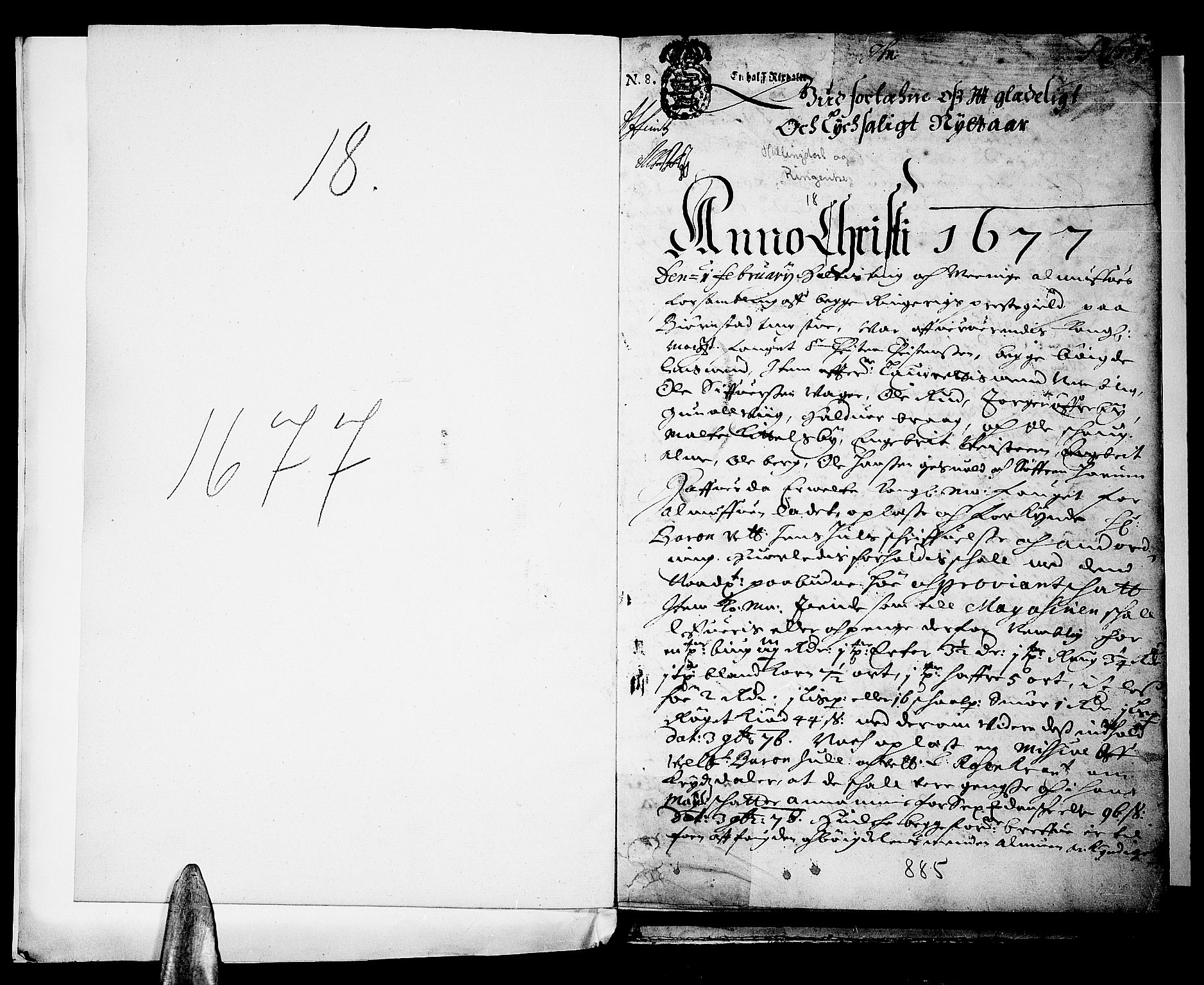 Ringerike og Hallingdal sorenskriveri, SAKO/A-81/F/Fa/Faa/L0013: Tingbok, 1677, p. 1