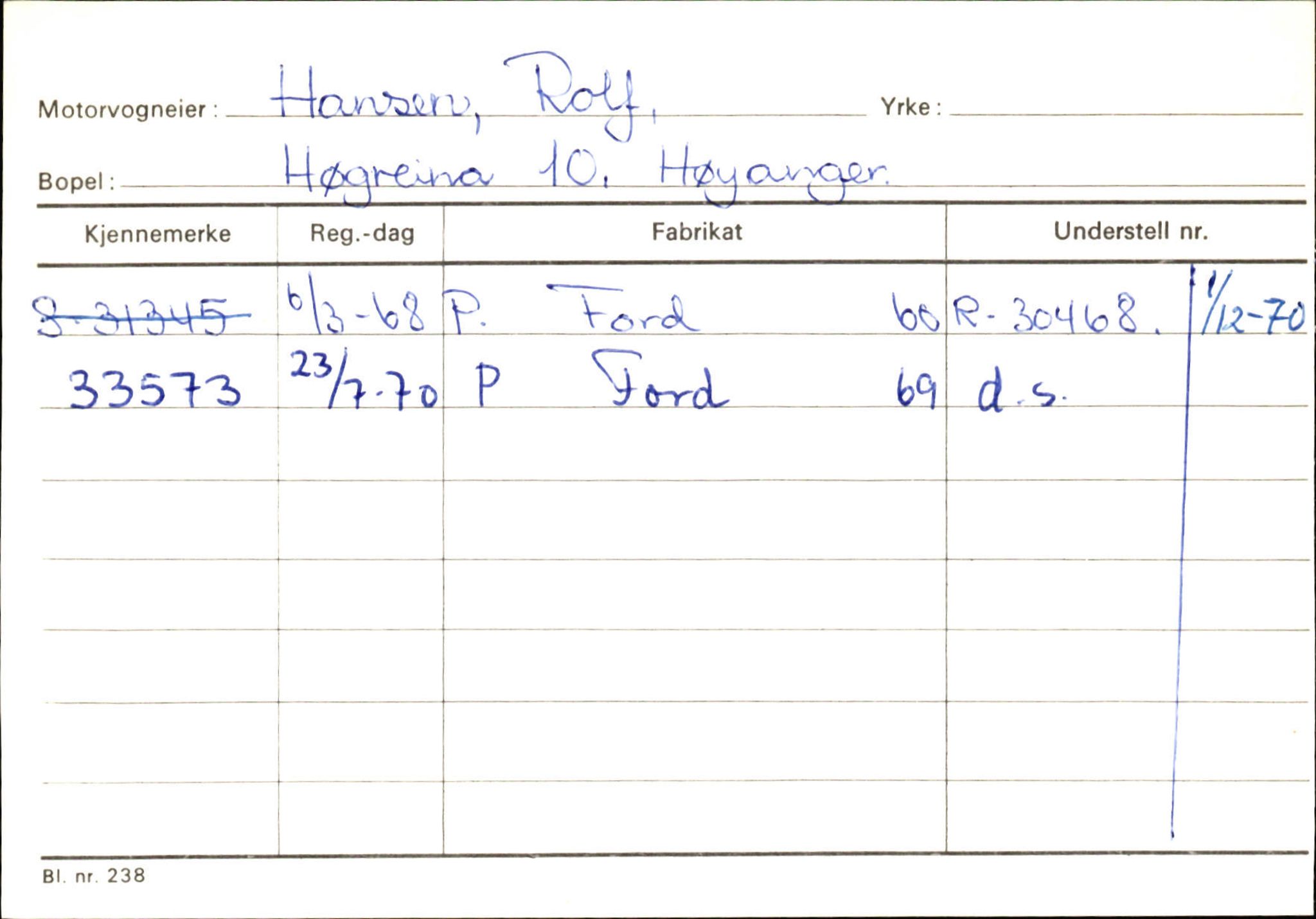 Statens vegvesen, Sogn og Fjordane vegkontor, AV/SAB-A-5301/4/F/L0130: Eigarregister Eid T-Å. Høyanger A-O, 1945-1975, p. 1254