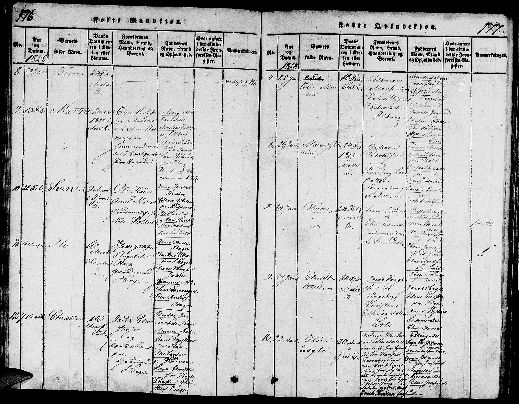 Håland sokneprestkontor, AV/SAST-A-101802/001/30BA/L0004: Parish register (official) no. A 4, 1815-1829, p. 176-177