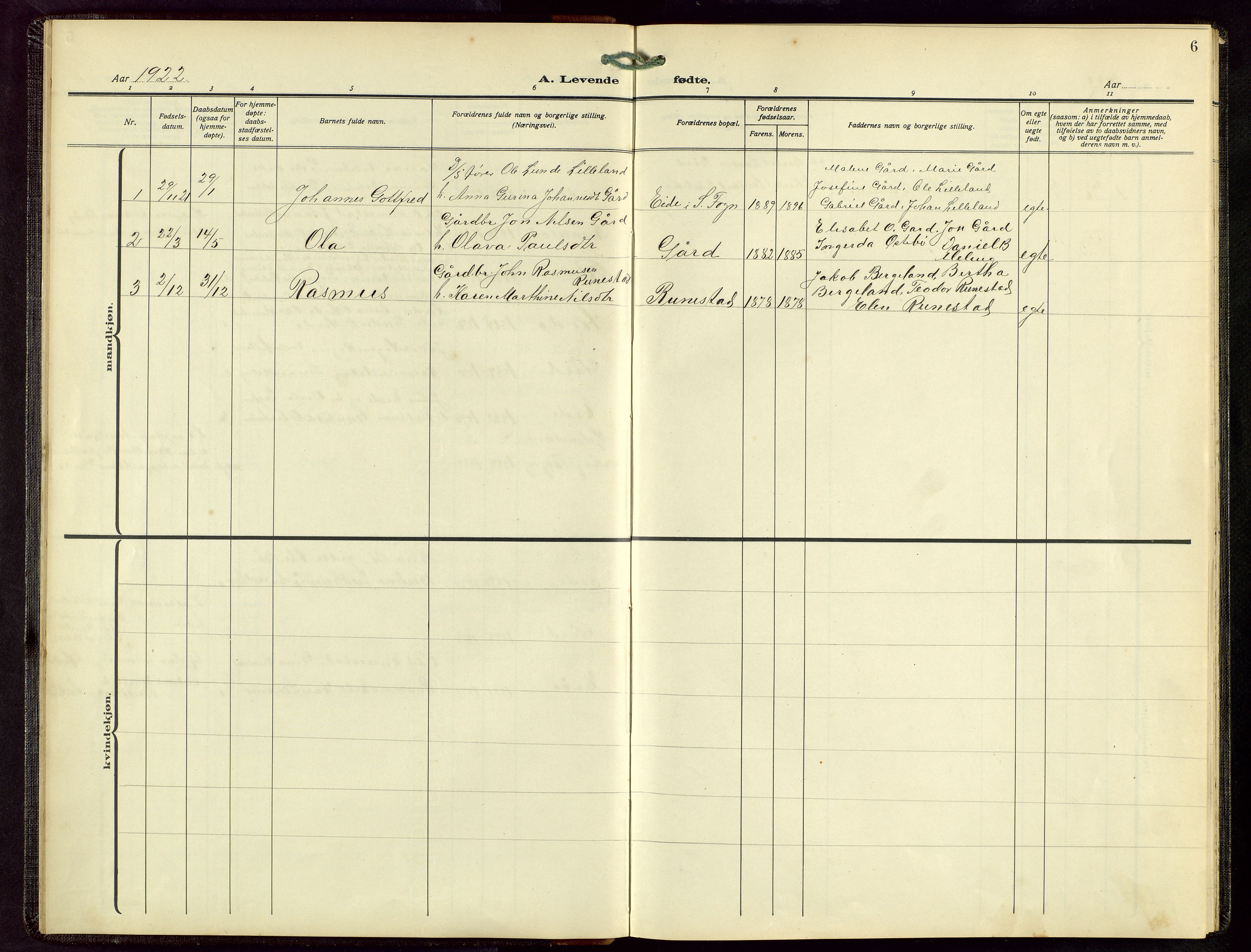 Finnøy sokneprestkontor, AV/SAST-A-101825/H/Ha/Hab/L0007: Parish register (copy) no. B 7, 1917-1954, p. 6