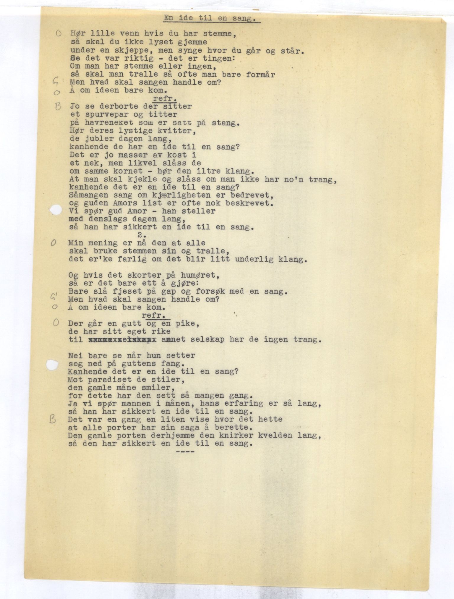 Otto Nielsen, TRKO/PA-1176/F/L0001/0076: Egne viser A-J / En ide til en sang, 1936