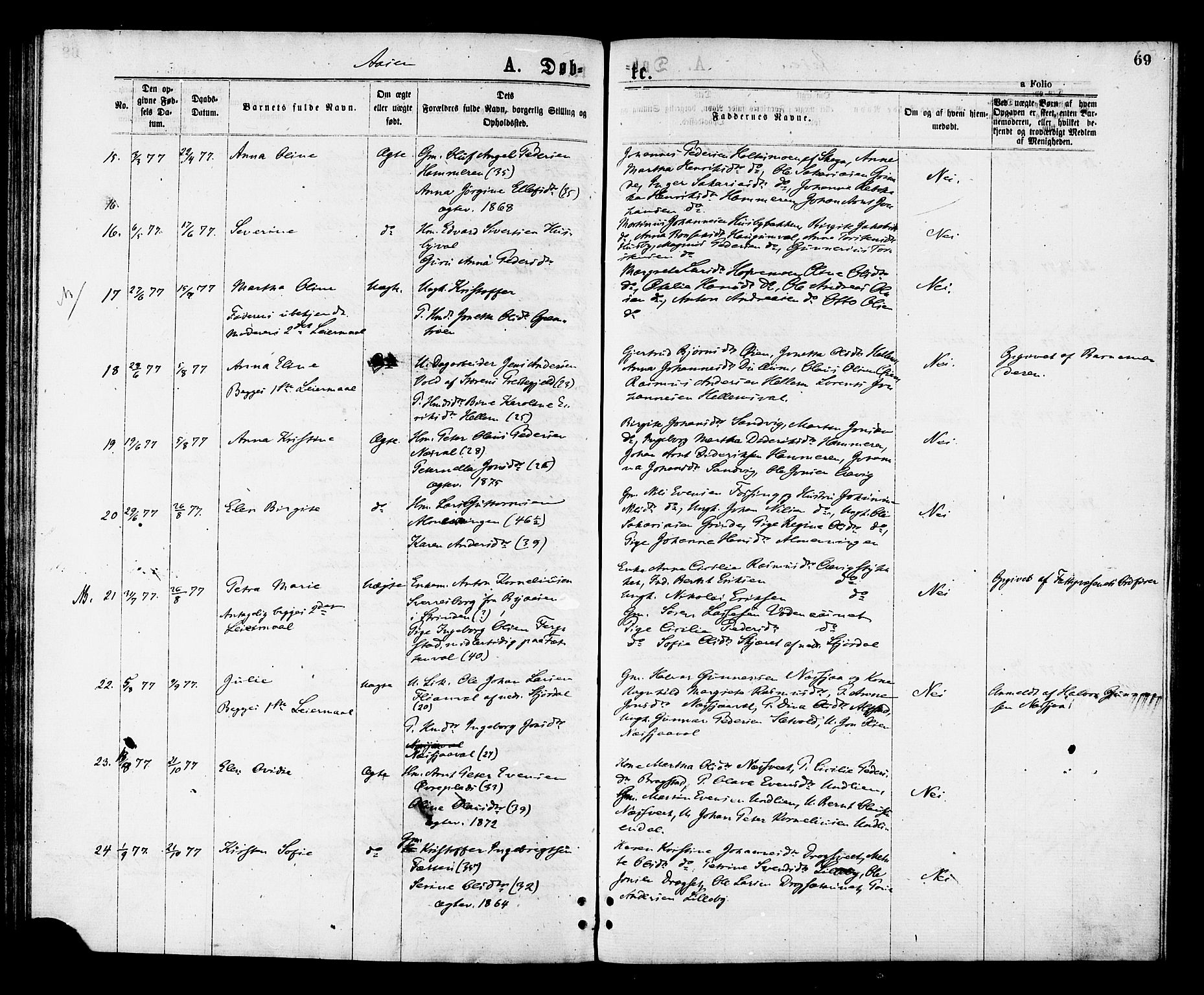 Ministerialprotokoller, klokkerbøker og fødselsregistre - Nord-Trøndelag, SAT/A-1458/713/L0118: Parish register (official) no. 713A08 /2, 1875-1877, p. 69